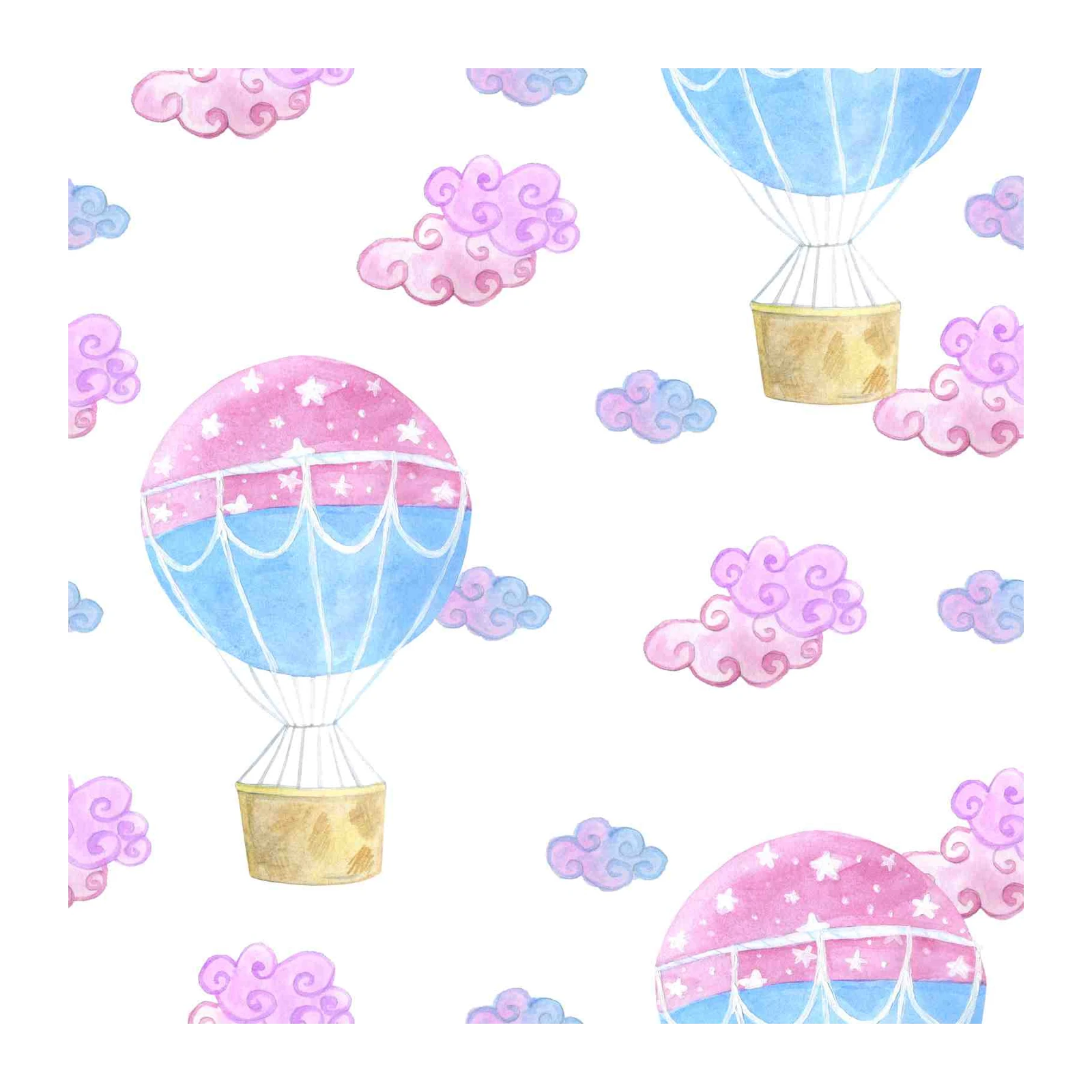 Whimsical Hot Air Balloon & Clouds Wall Art