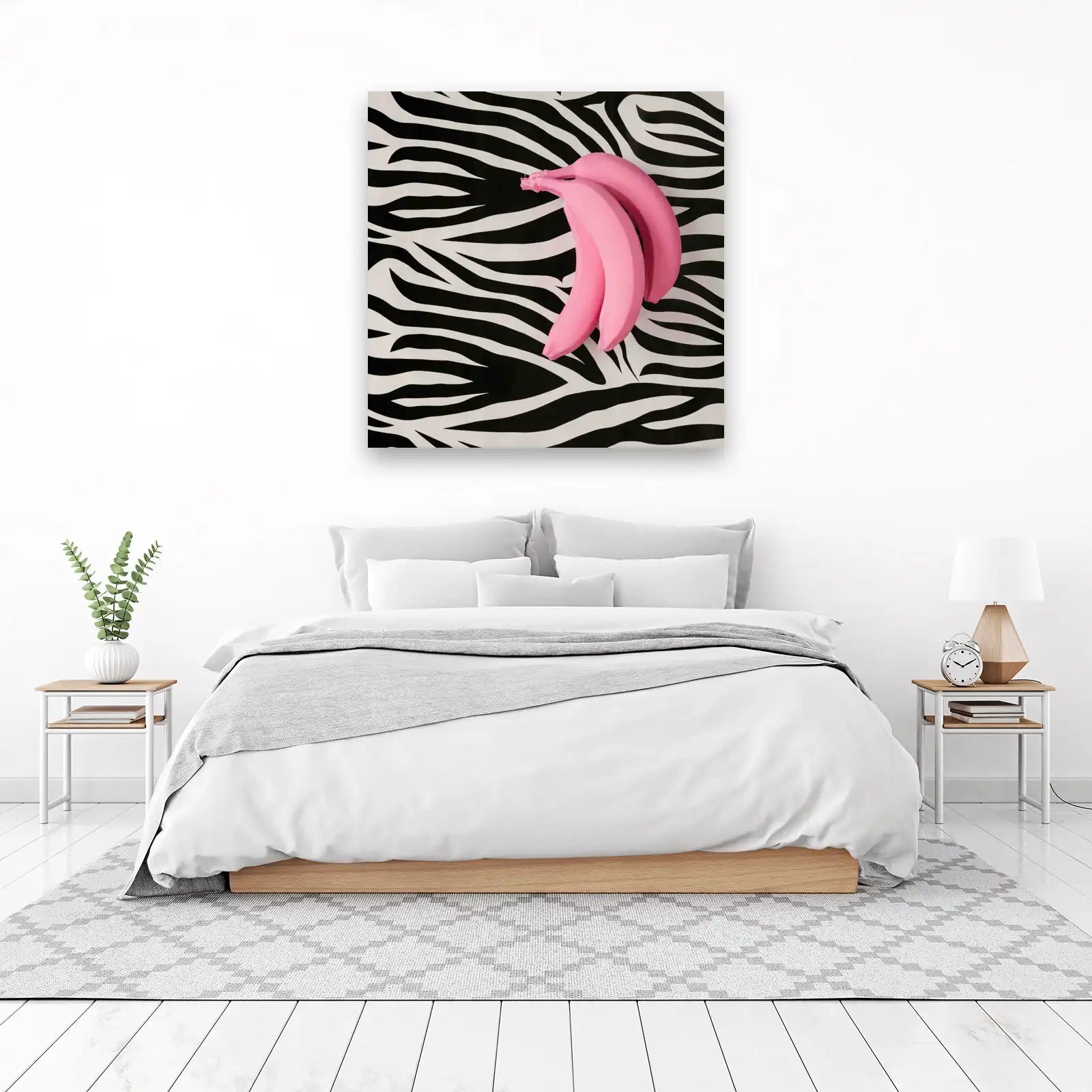 Pink Bananas Zebra Print Wall Art