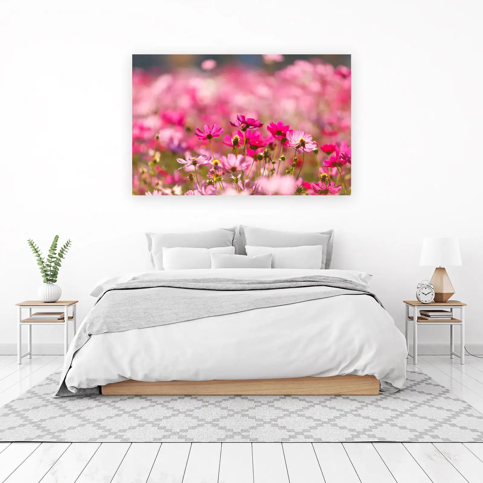 Vibrant Pink Cosmos Field Wall Art