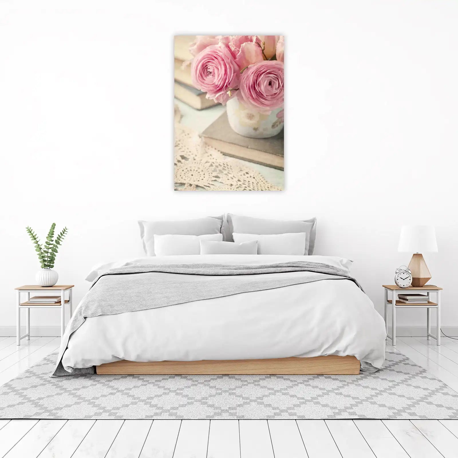 Soft Pink Roses & Books Vintage Wall Art