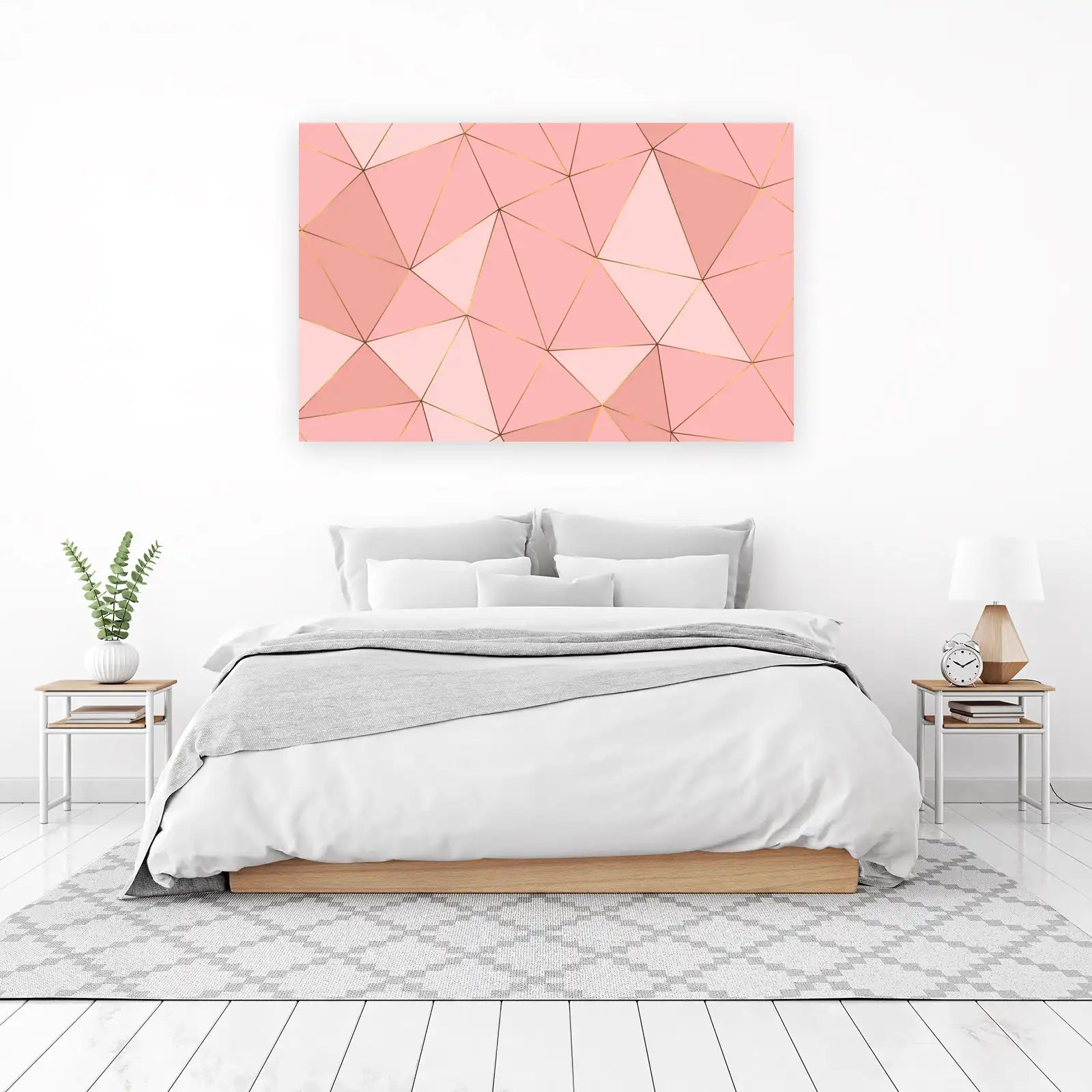 Geometric Pink Gold Abstract Wall Art