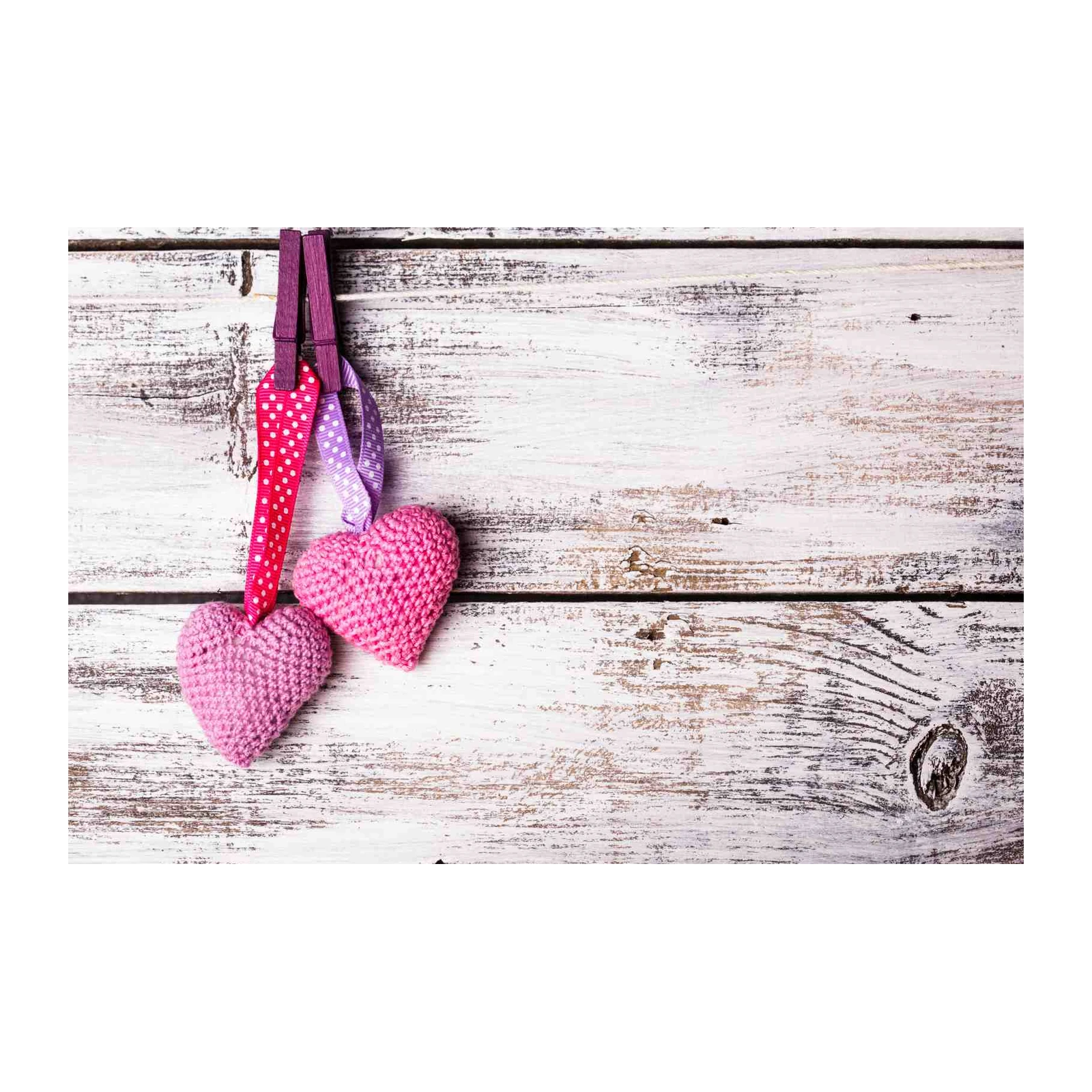 Pink Crochet Hearts Rustic Charm Wall Art