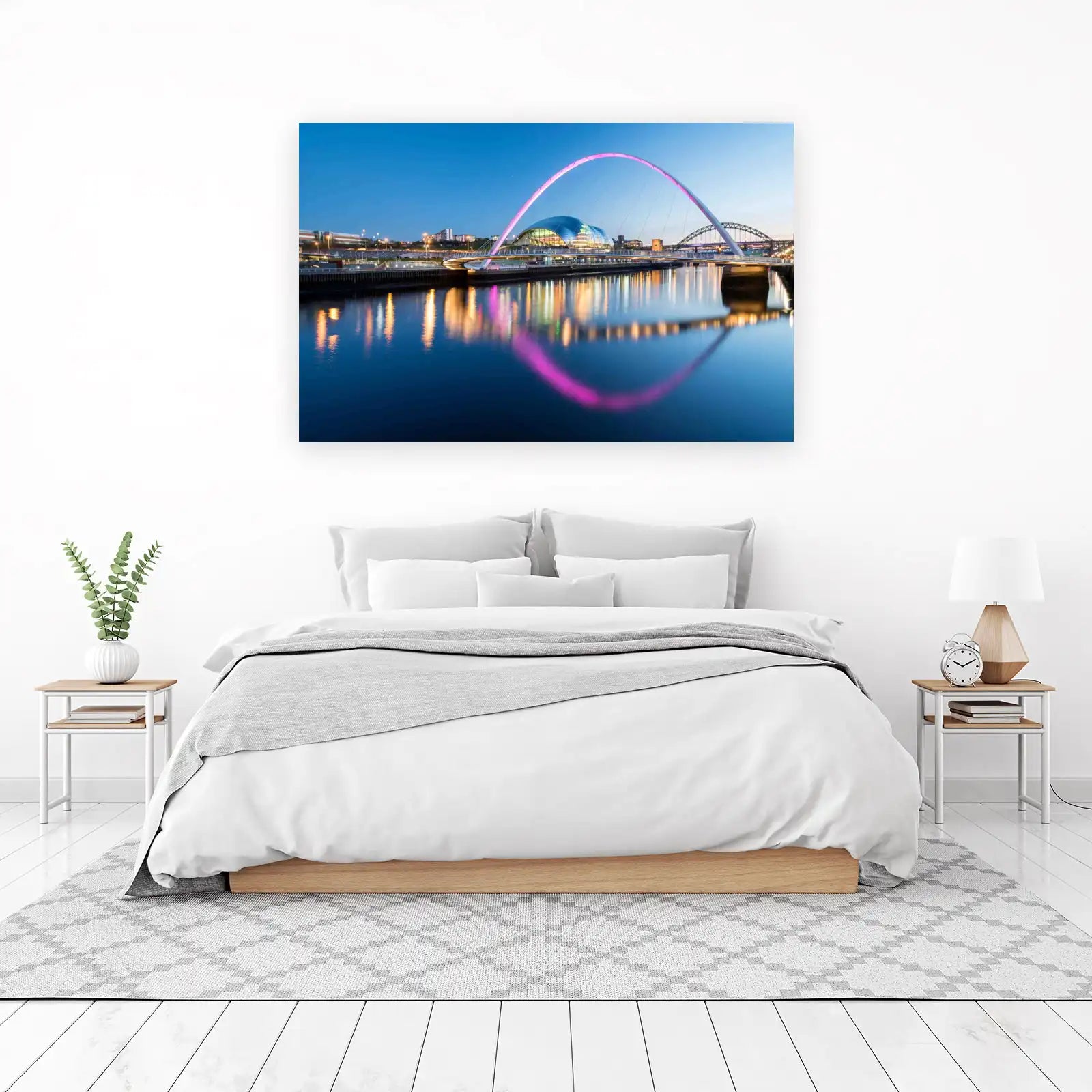 Modern Cityscape Bridge & River Night Wall Art