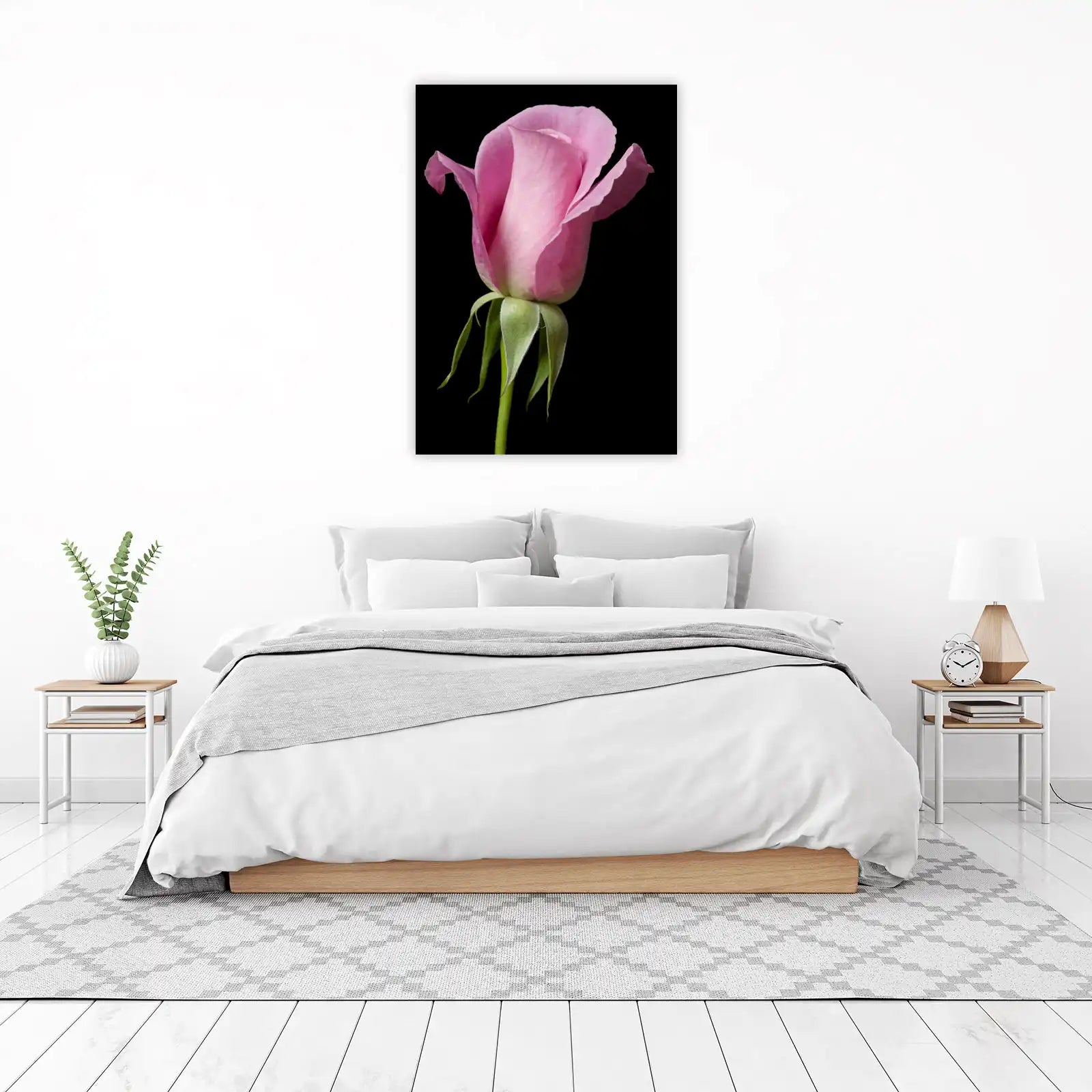 Elegant Pink Rose Bud Wall Art