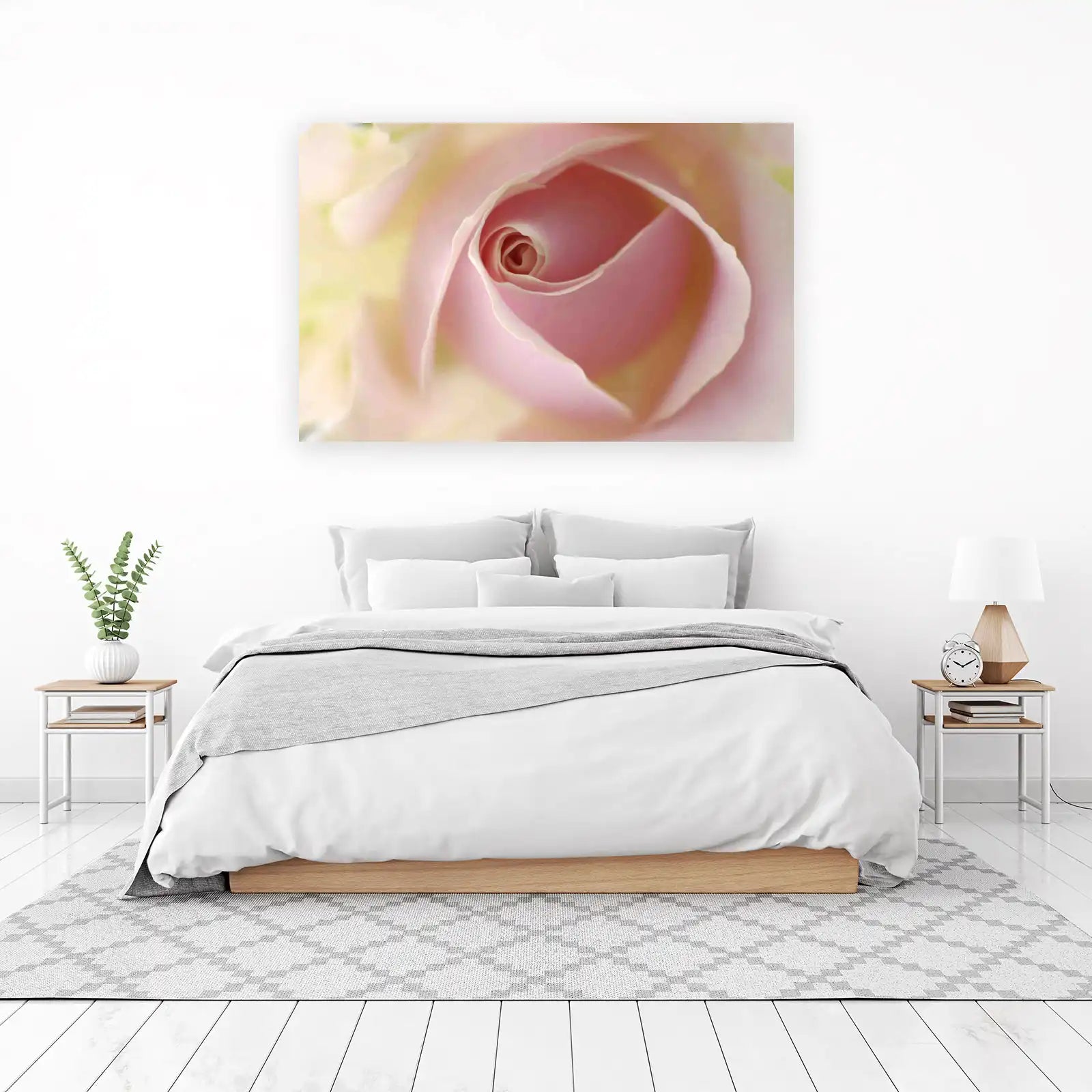 Serene Pink Rose Bud Close-up Wall Art
