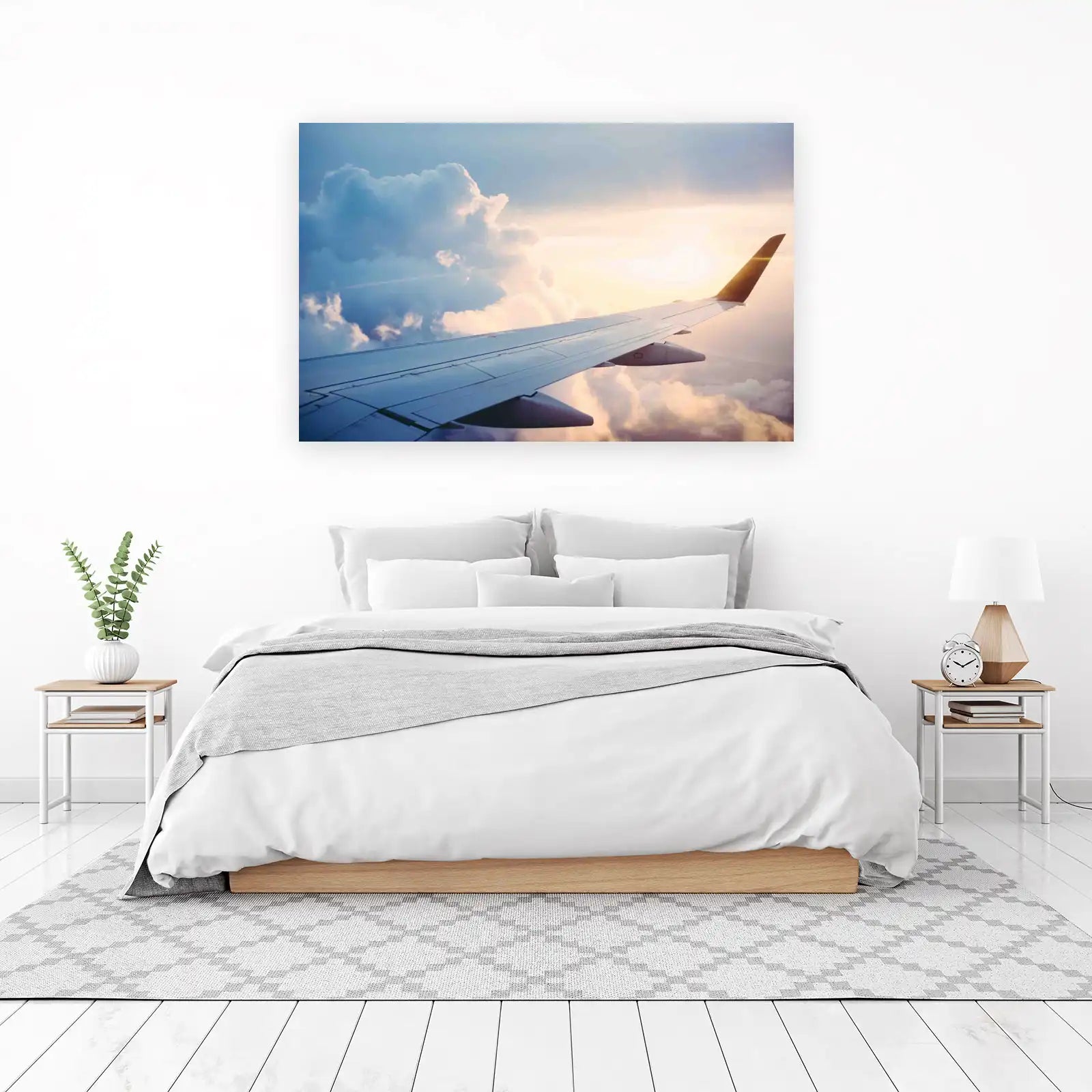 Airplane Wing Over Clouds Wall Art | Travel Art