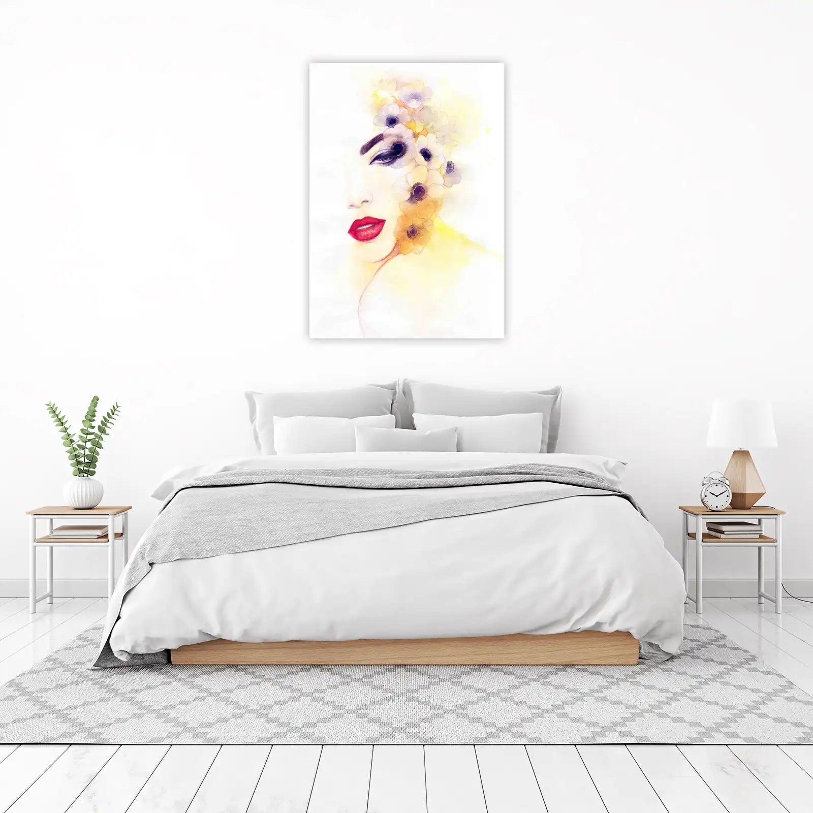 Floral Dreams Watercolor Portrait Wall Art