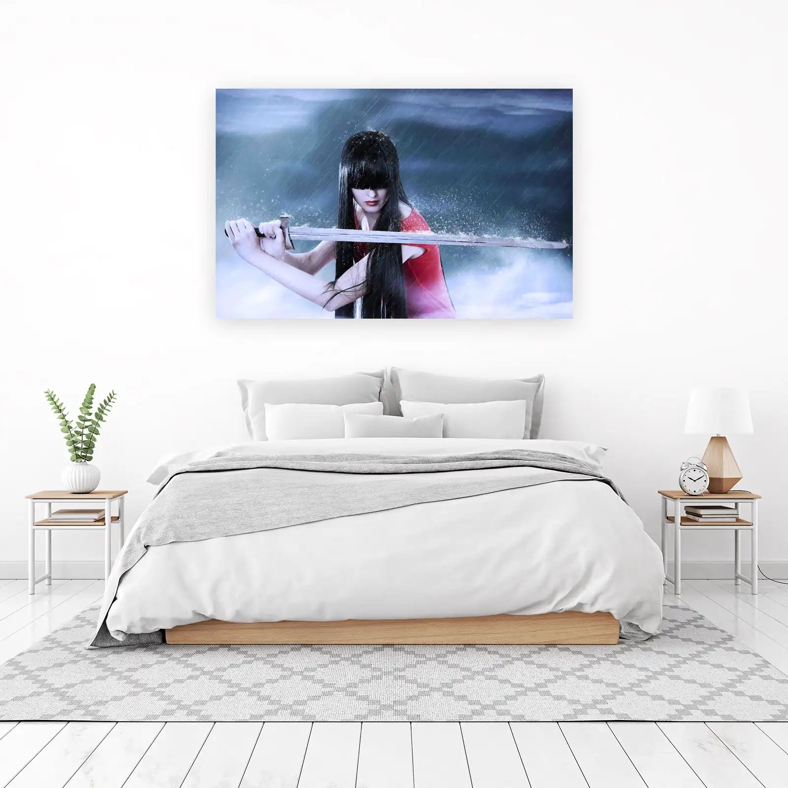 Warrior Woman in Rain Wall Art