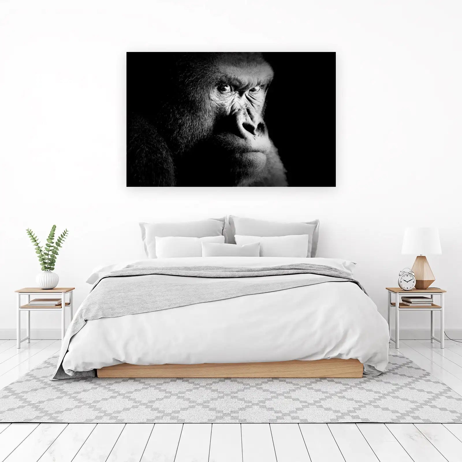 Powerful Gorilla Portrait Black & White Wall Art