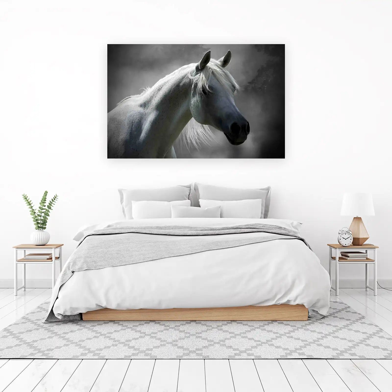 Majestic White Horse Head Wall Art