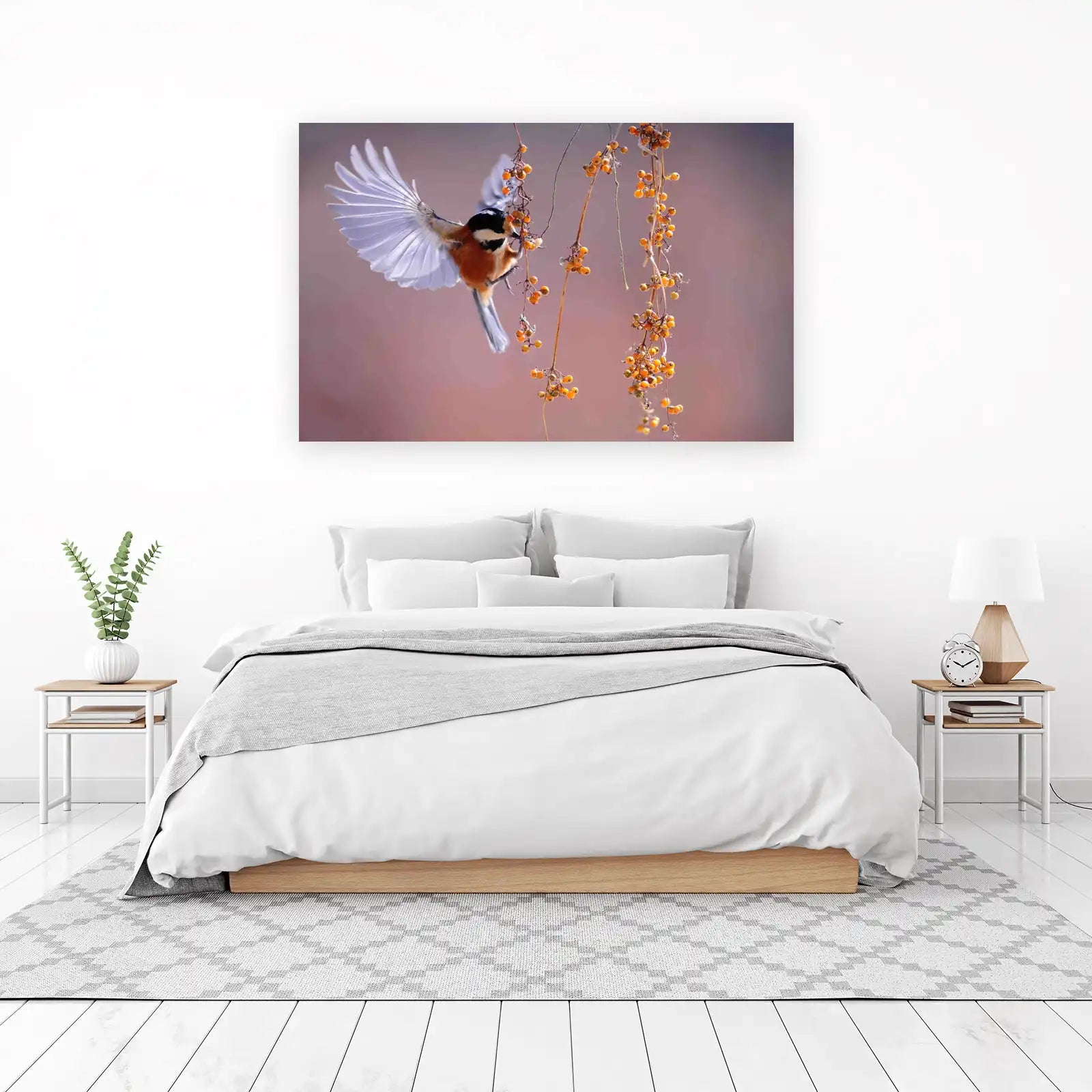 Vibrant Chickadee & Berries Wall Art
