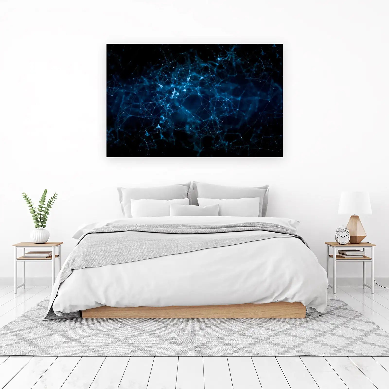 Abstract Blue Network Plexus Wall Art