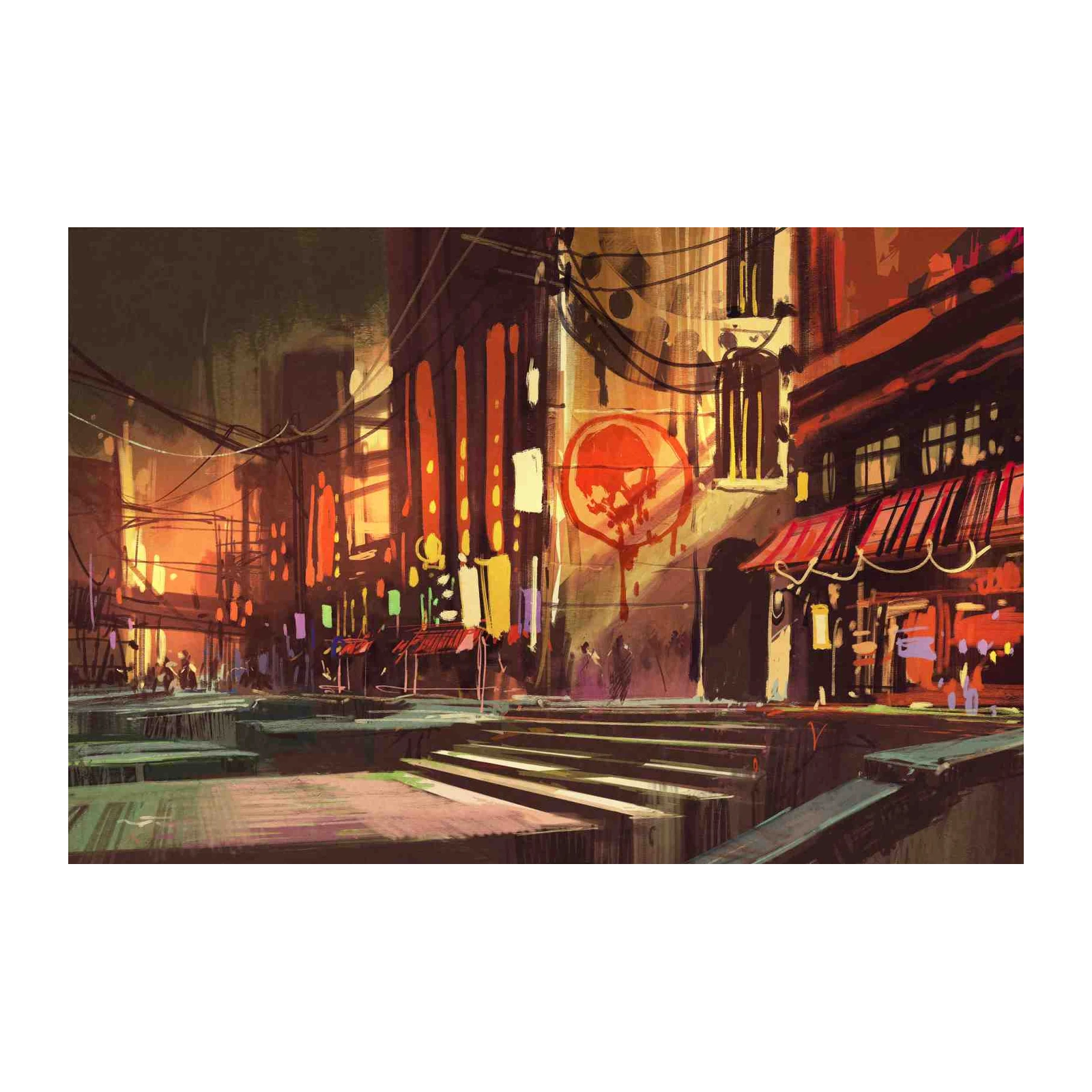 Cyberpunk Alley Wall Art for Urban Decor