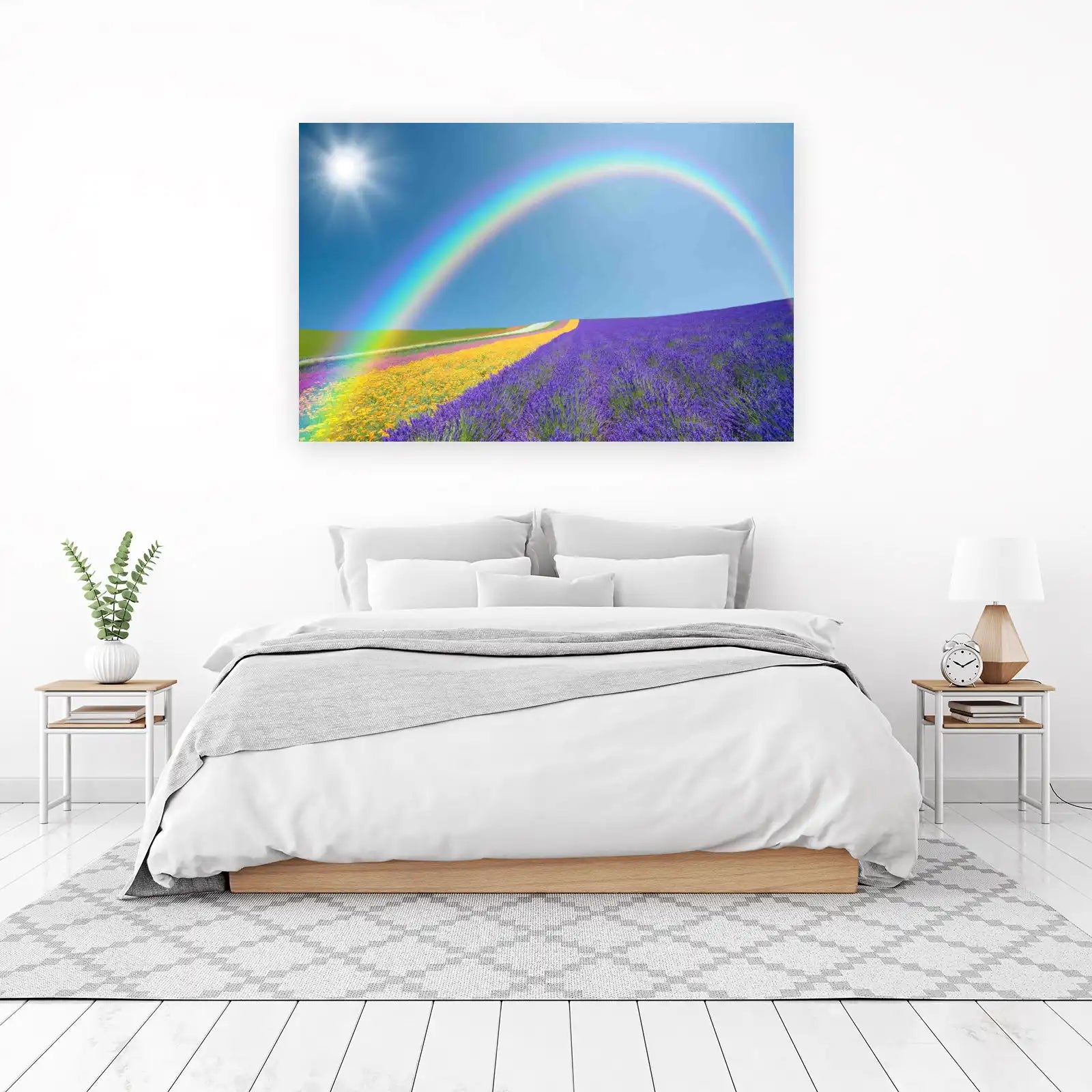Vibrant Rainbow Lavender Field Wall Art