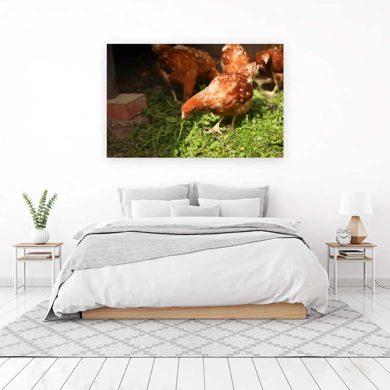 Charming Chickens in Greenery Wall Art