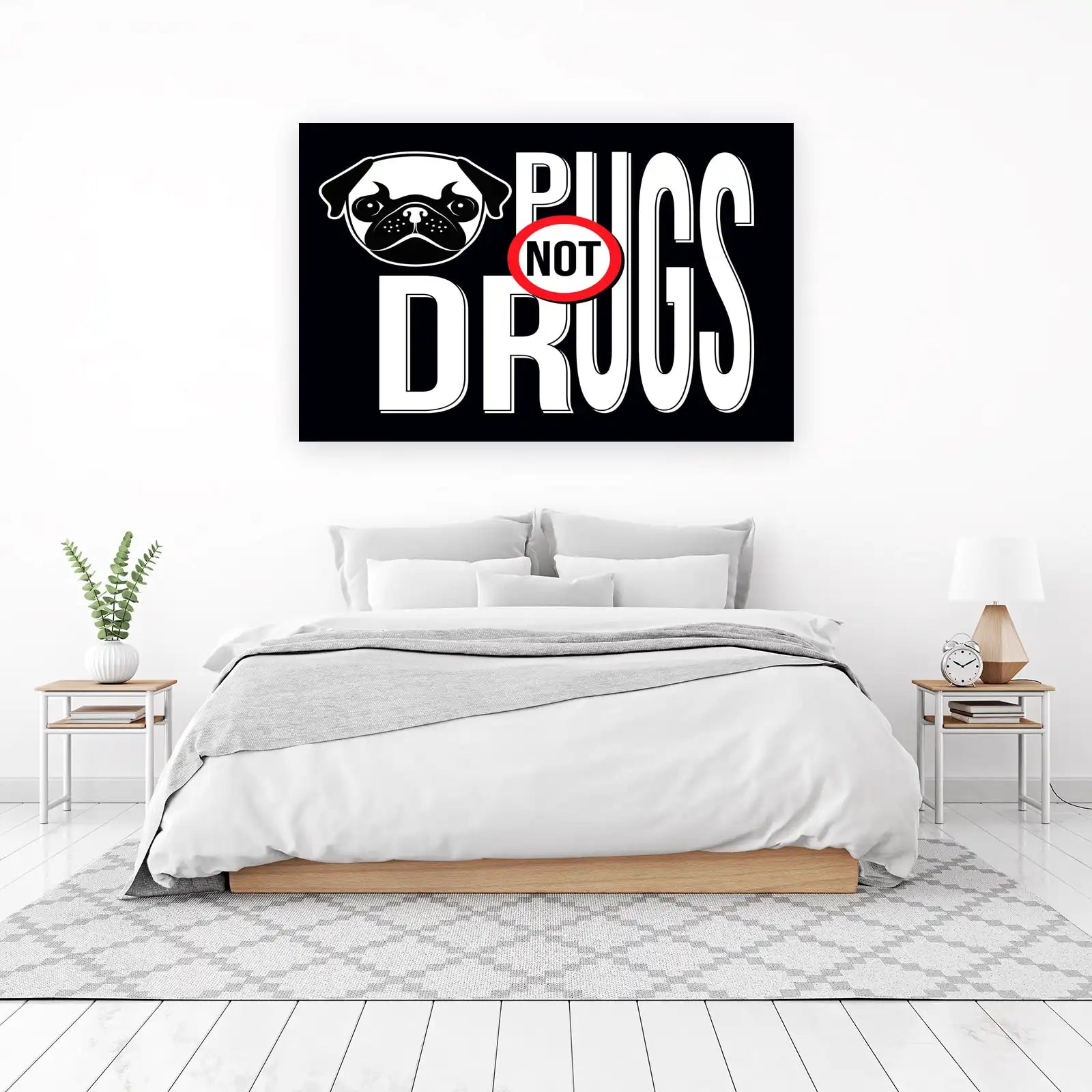 Pugs Not Drugs Statement Wall Art