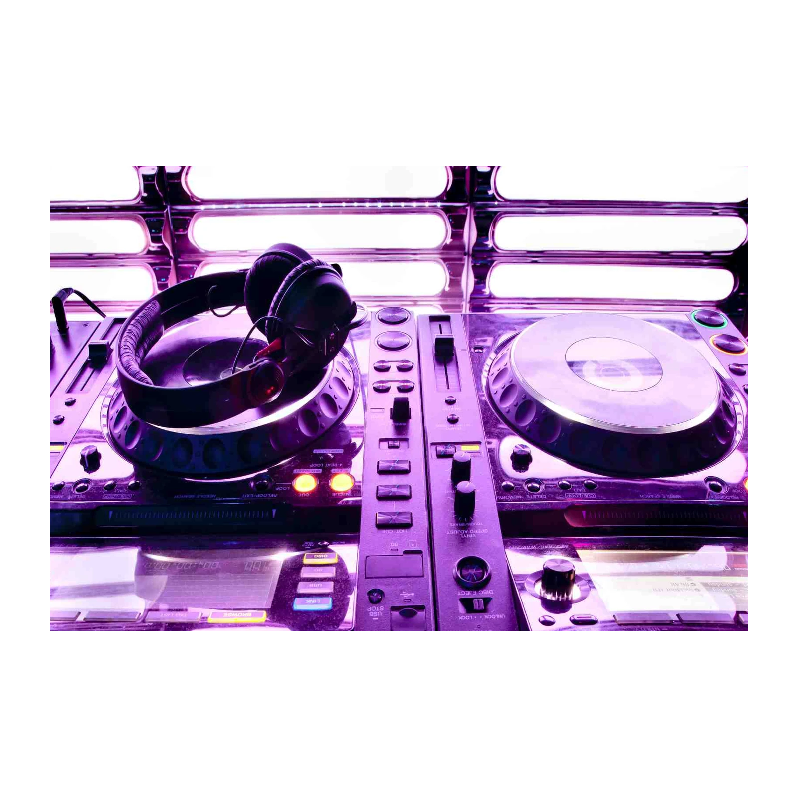 Purple DJ Set Headphones Wall Art