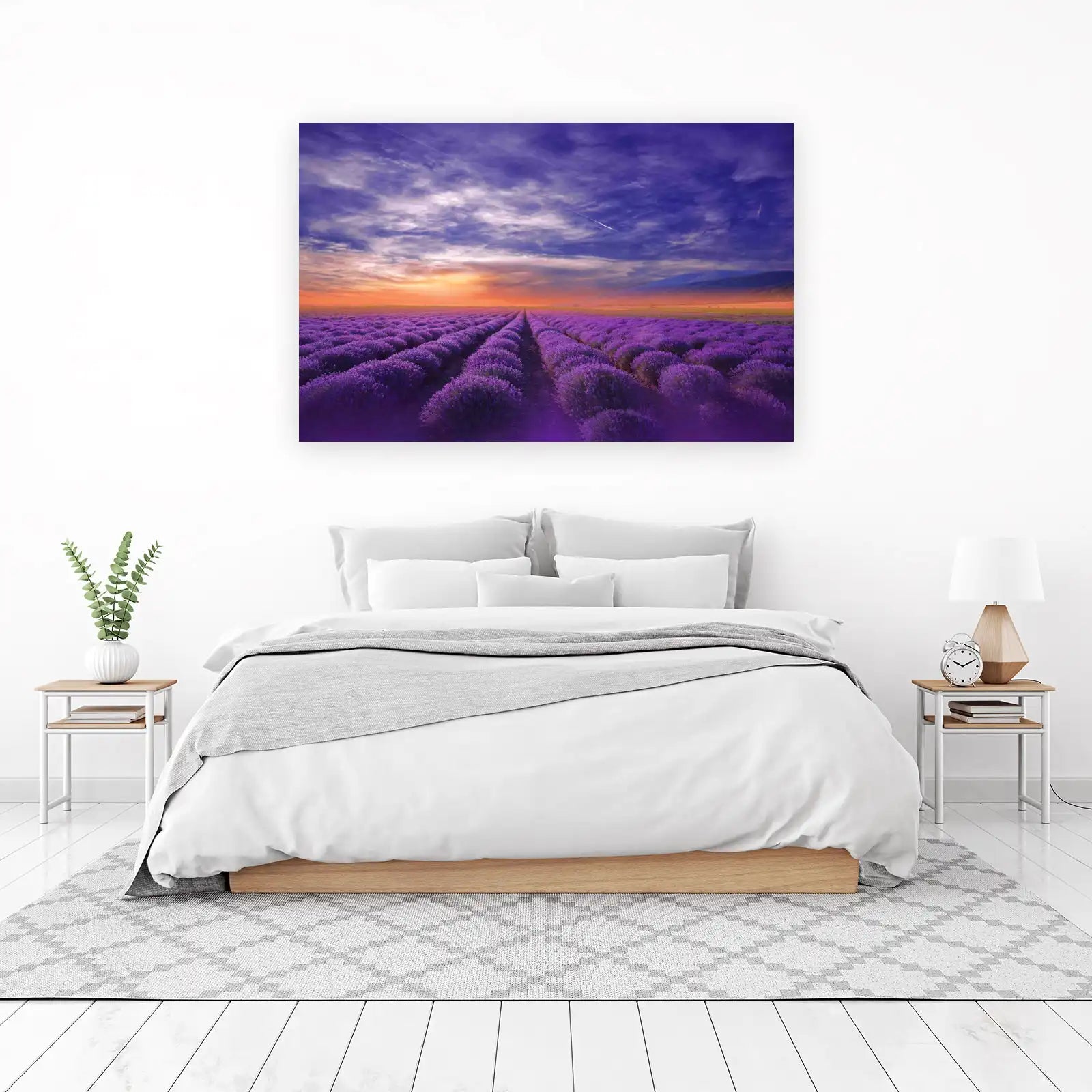 Sunset Lavender Field Wall Art - Serene Nature Art