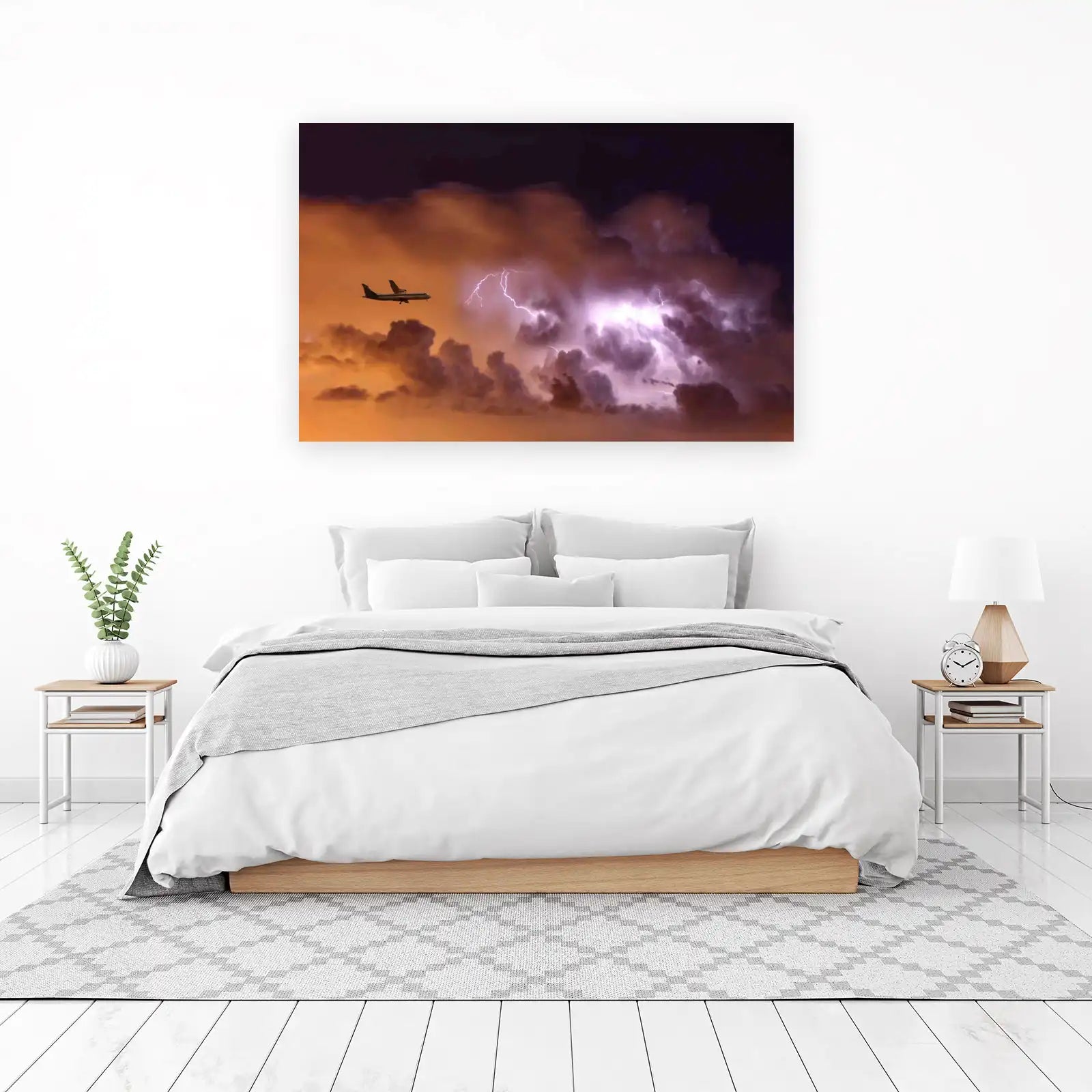 Stormy Skies Airplane Lightning Wall Art