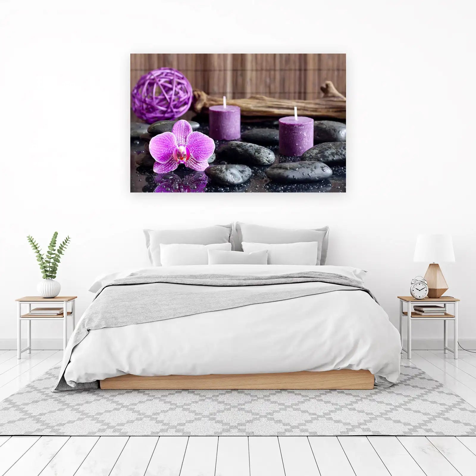 Serene Purple Orchid & Zen Stones Wall Art