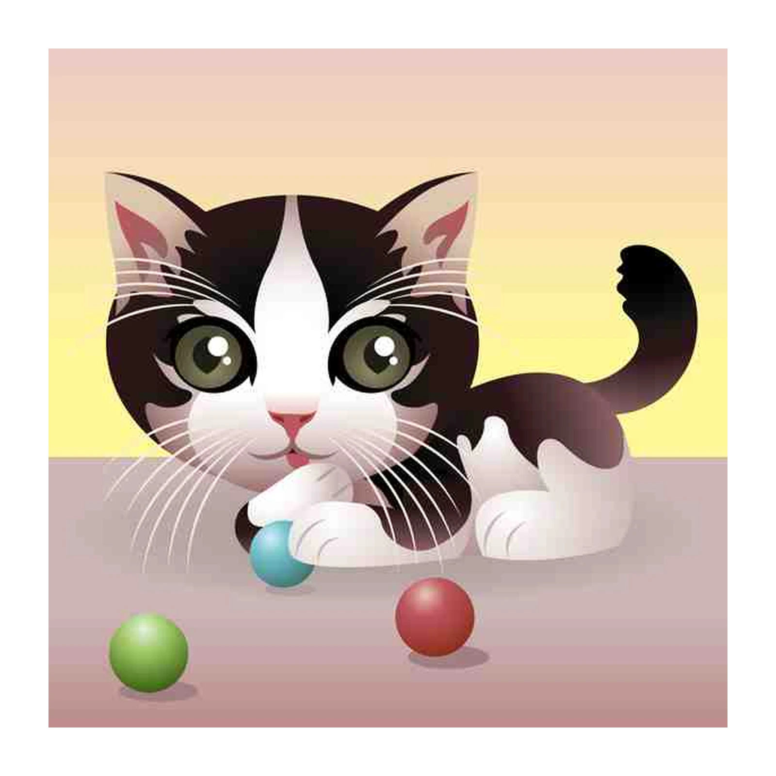 Cute Tuxedo Kitten Playing Wall Art