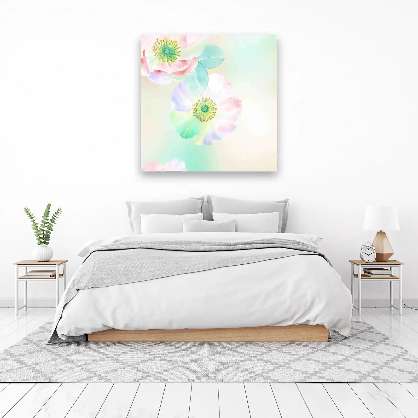 Soft Pastel Floral Watercolor Wall Art