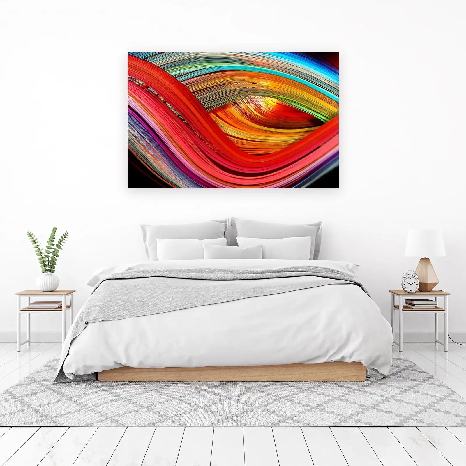 Abstract Rainbow Swirl Wall Art - Vibrant Modern Art
