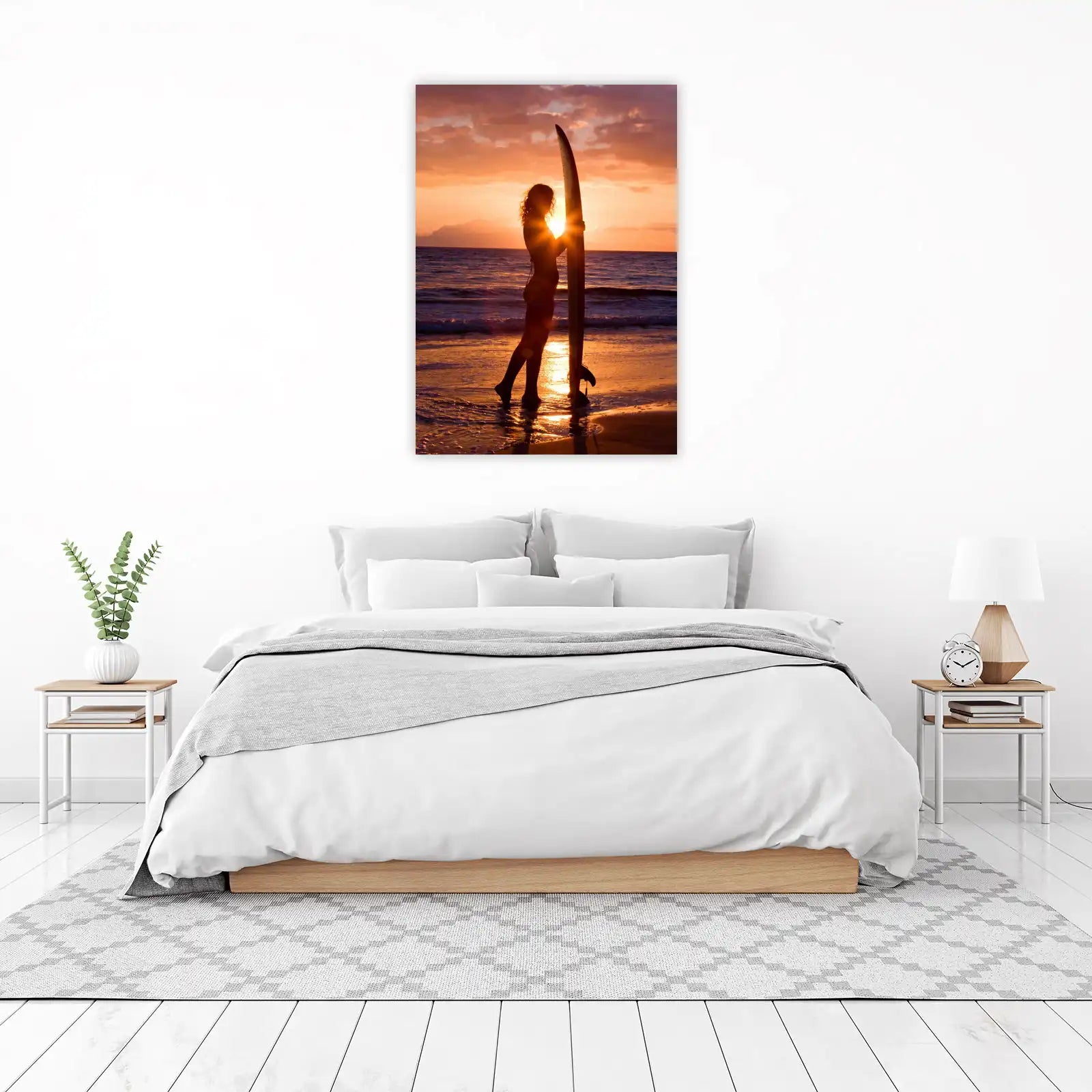 Sunset Serenity Surfer Beach Wall Art