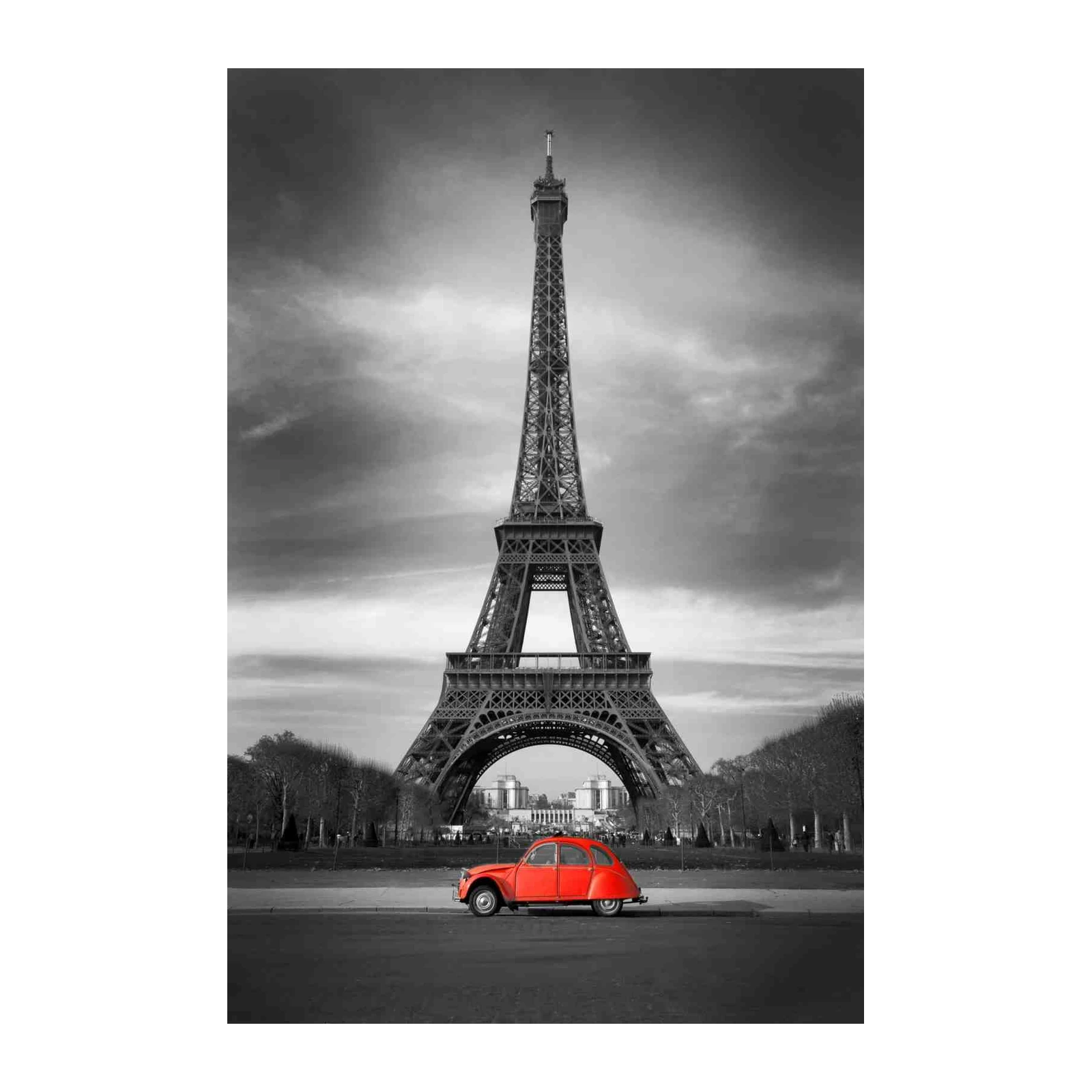 Iconic Paris Red Car Eiffel Tower Wall Art