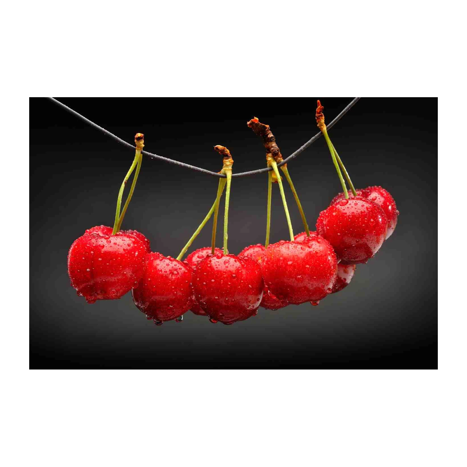 Juicy Red Cherries Hanging Freshness Wall Art
