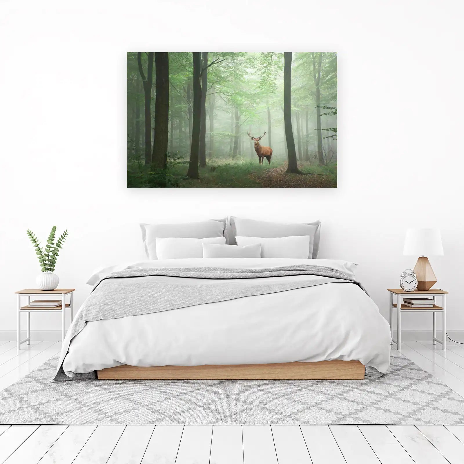 Misty Forest Deer Majestic Stag Wall Art