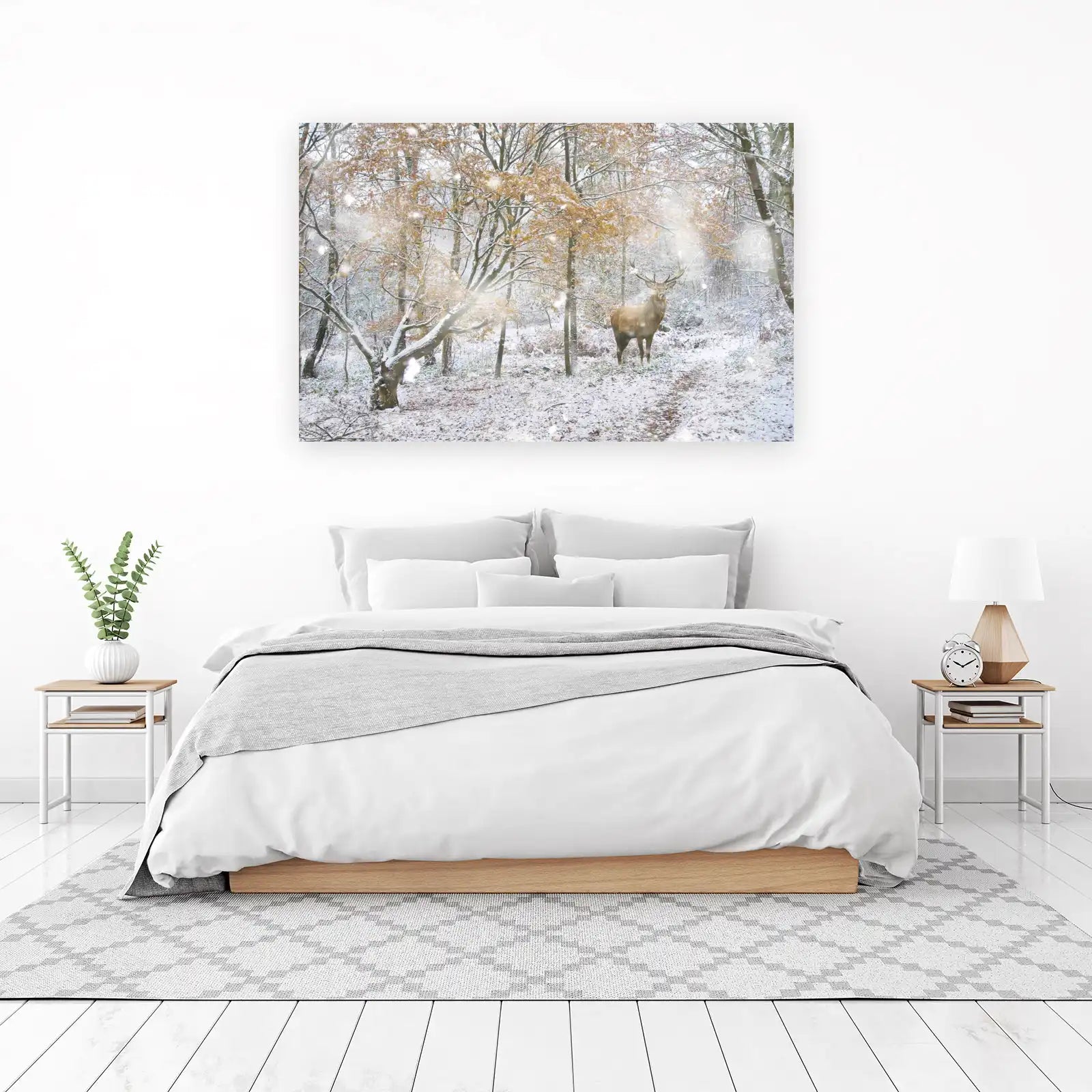 Majestic Stag in Snowy Forest Wall Art