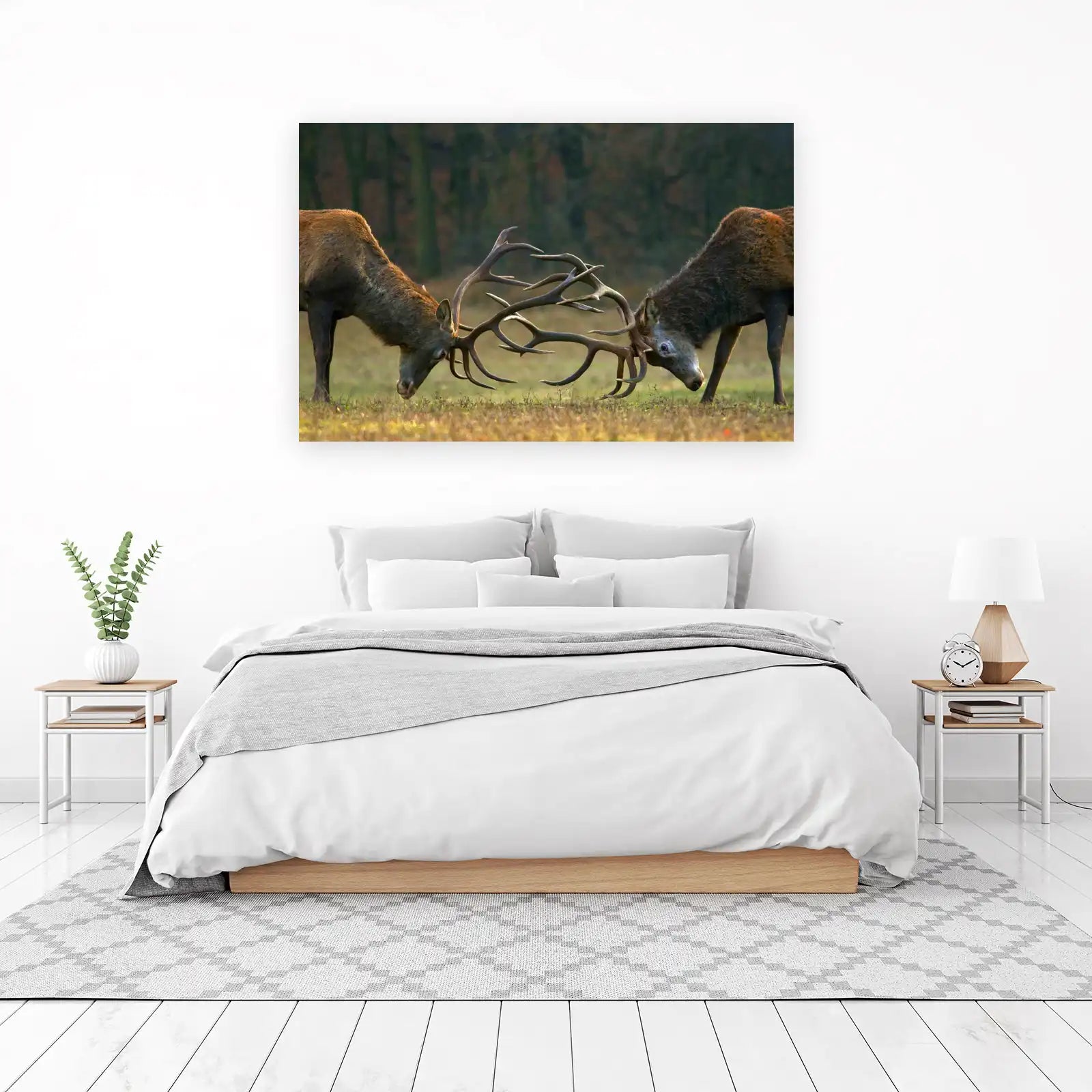 Majestic Stag Battle Antlers Wall Art