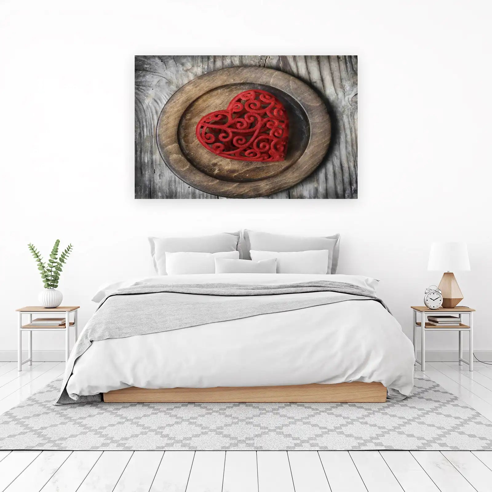 Rustic Red Heart Love Decorative Plate Wall Art
