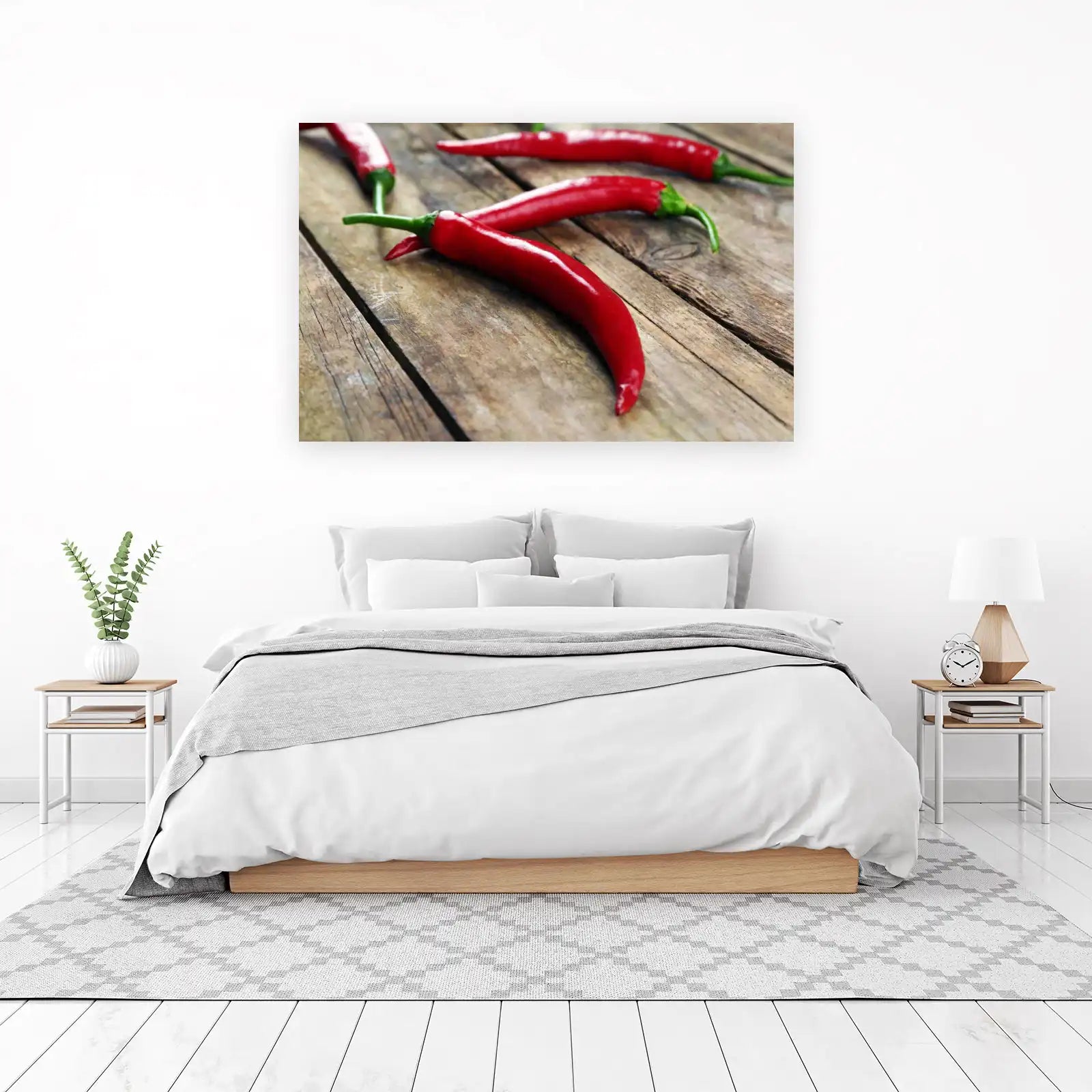Vibrant Red Chili Pepper Rustic Wood Wall Art