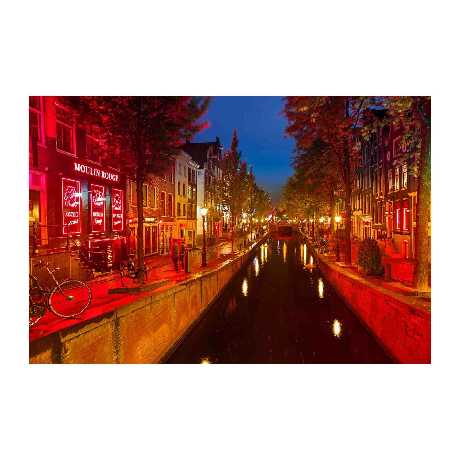 Vibrant Amsterdam Canal Nightlife Wall Art