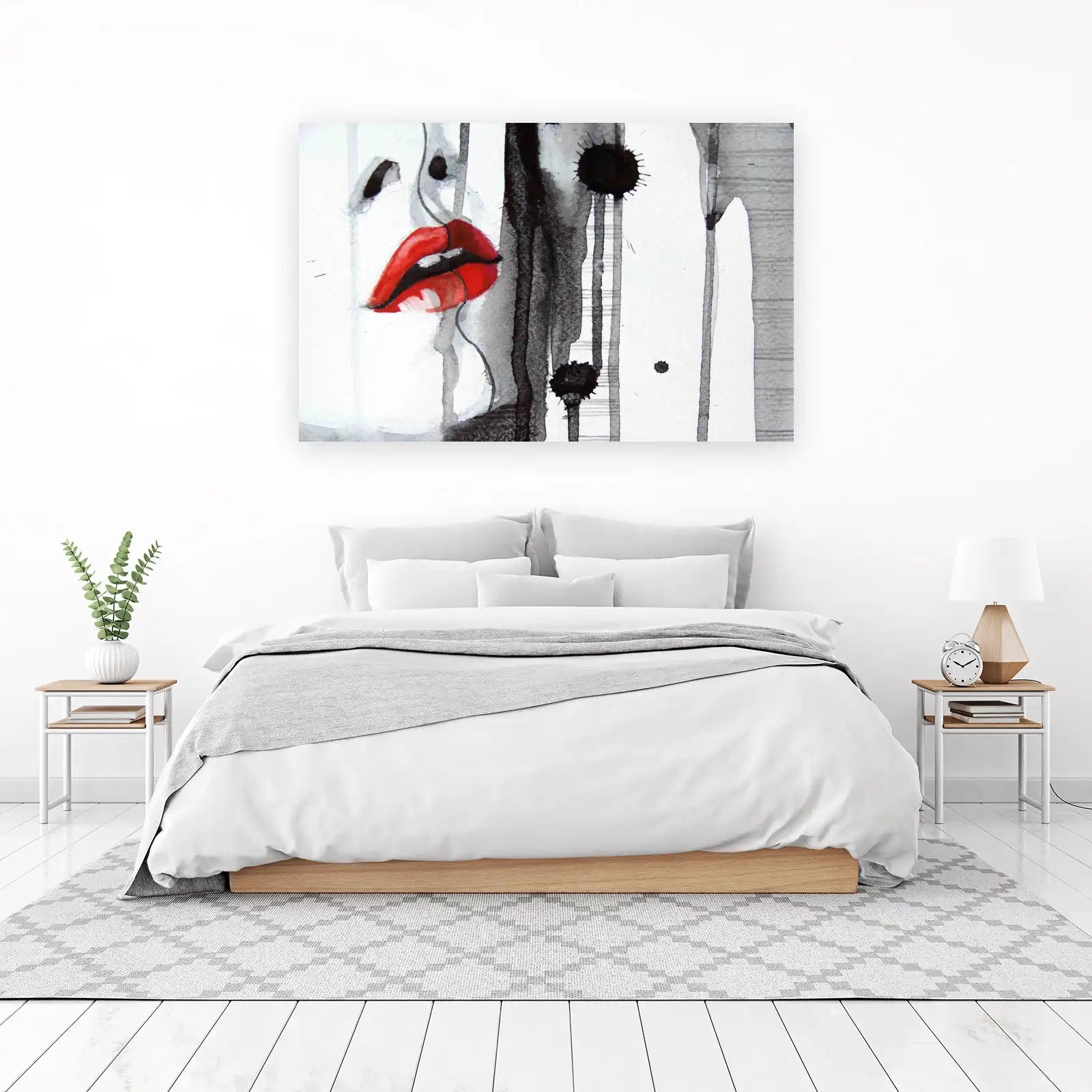 Bold Red Lips Abstract Art Wall Art