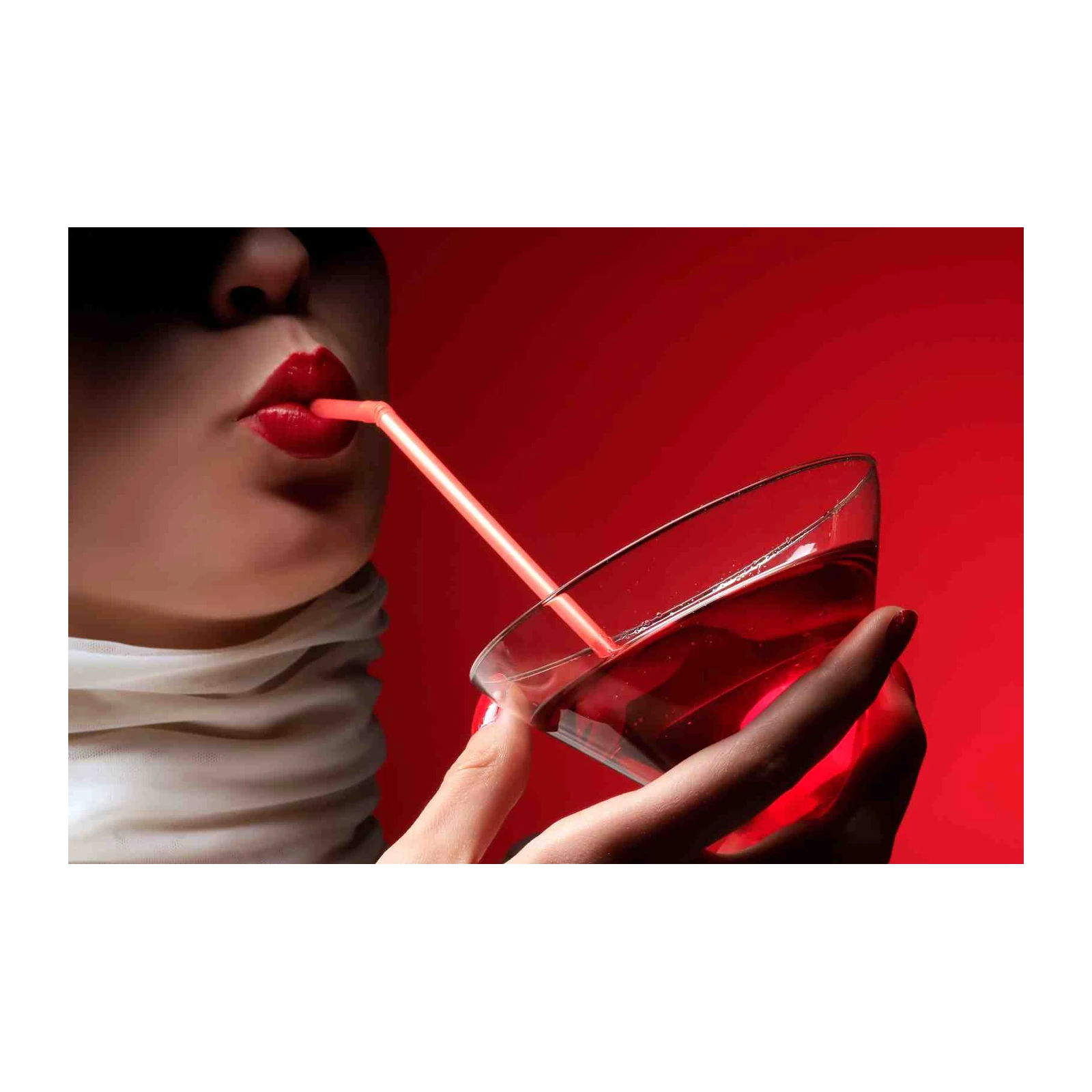 Bold Red Lips & Drink Wall Art