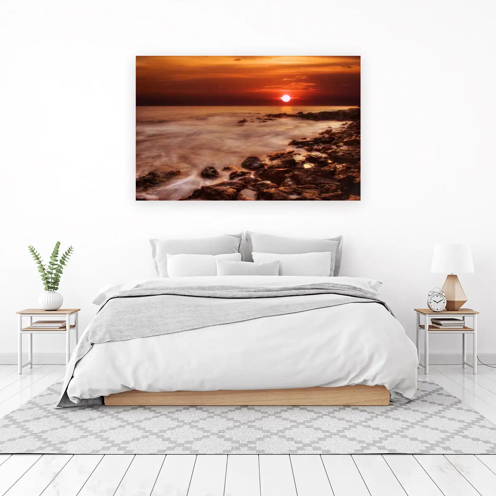 Dramatic Sunset Ocean Rocks Wall Art