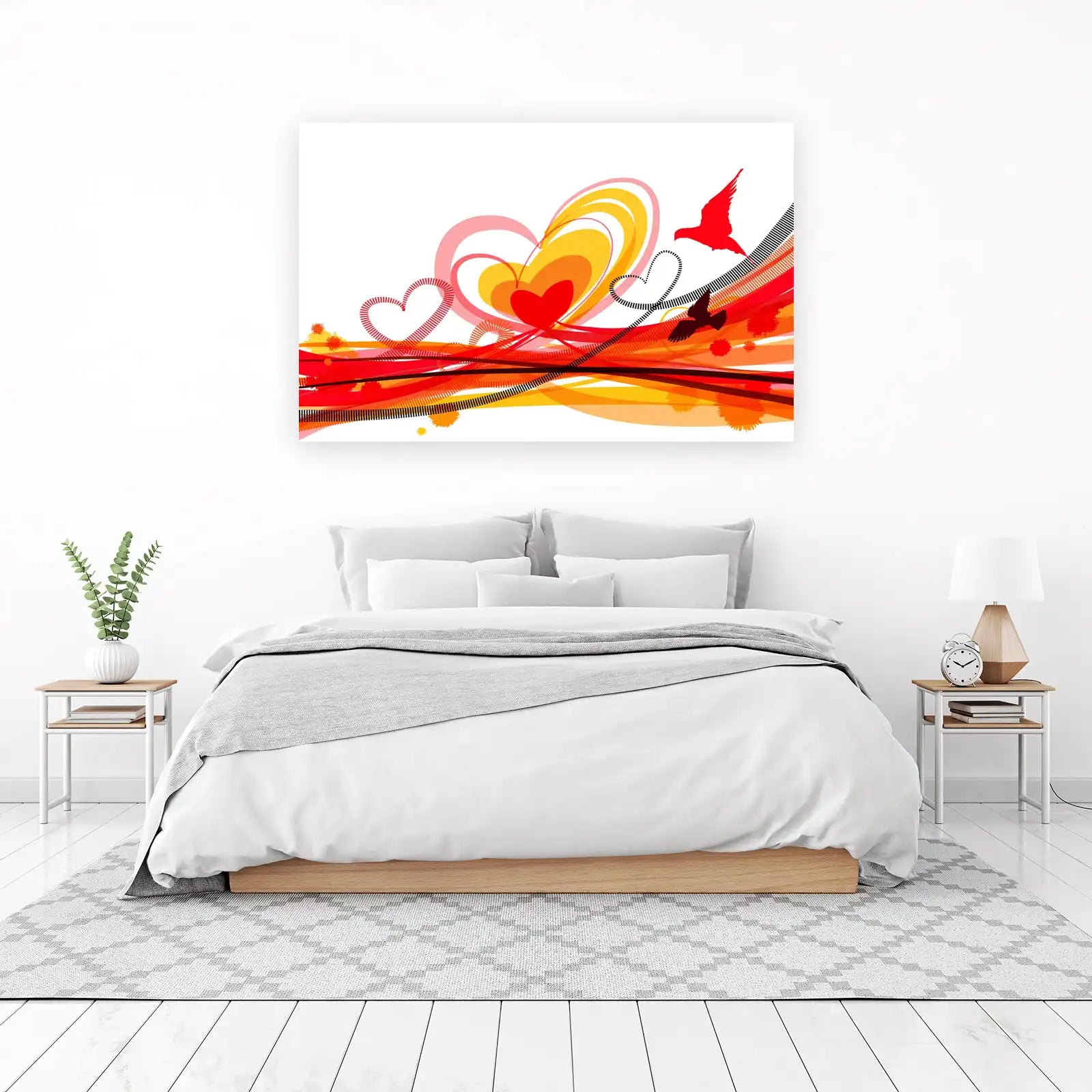 Abstract Hearts & Birds Love Wall Art