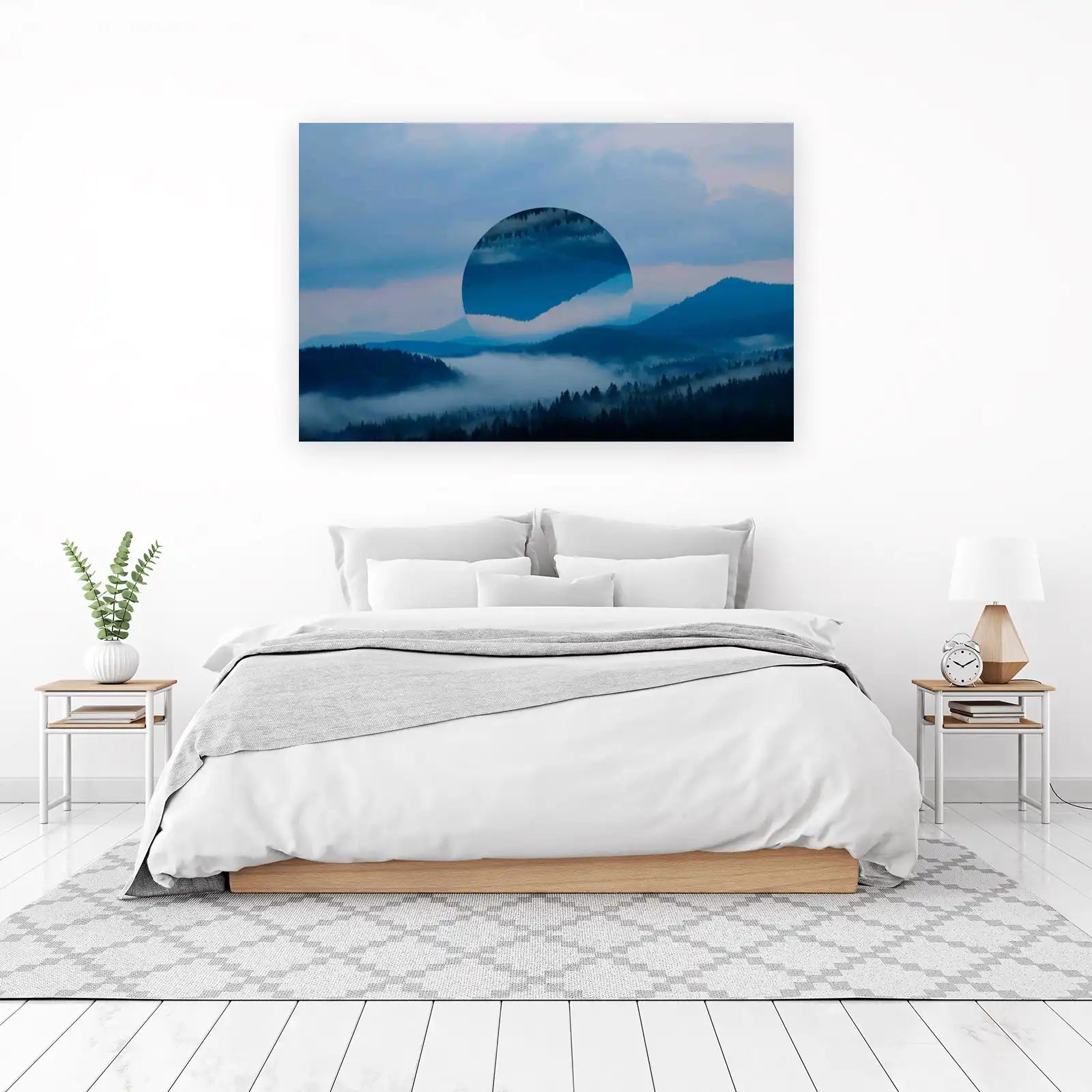 Misty Circle Mountain Landscape Wall Art