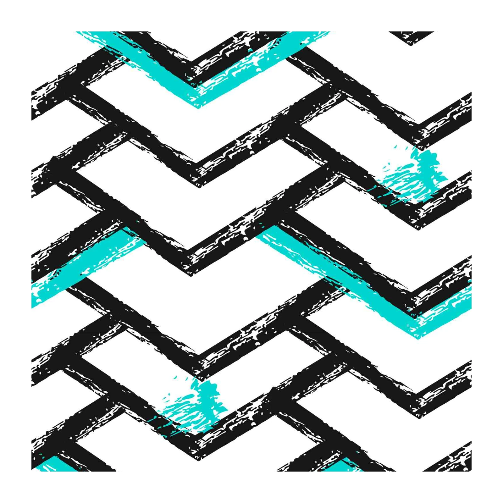 Modern Teal Chevron Grunge Wall Art
