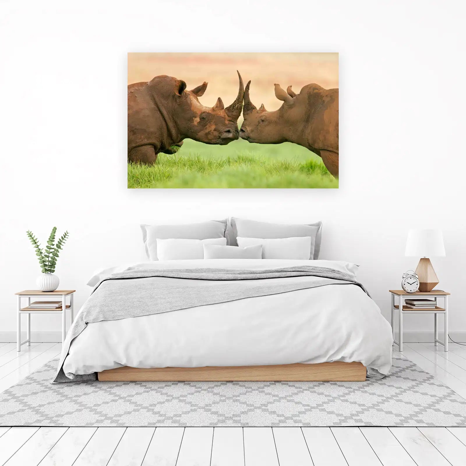 Majestic Rhinos Encounter Wall Art