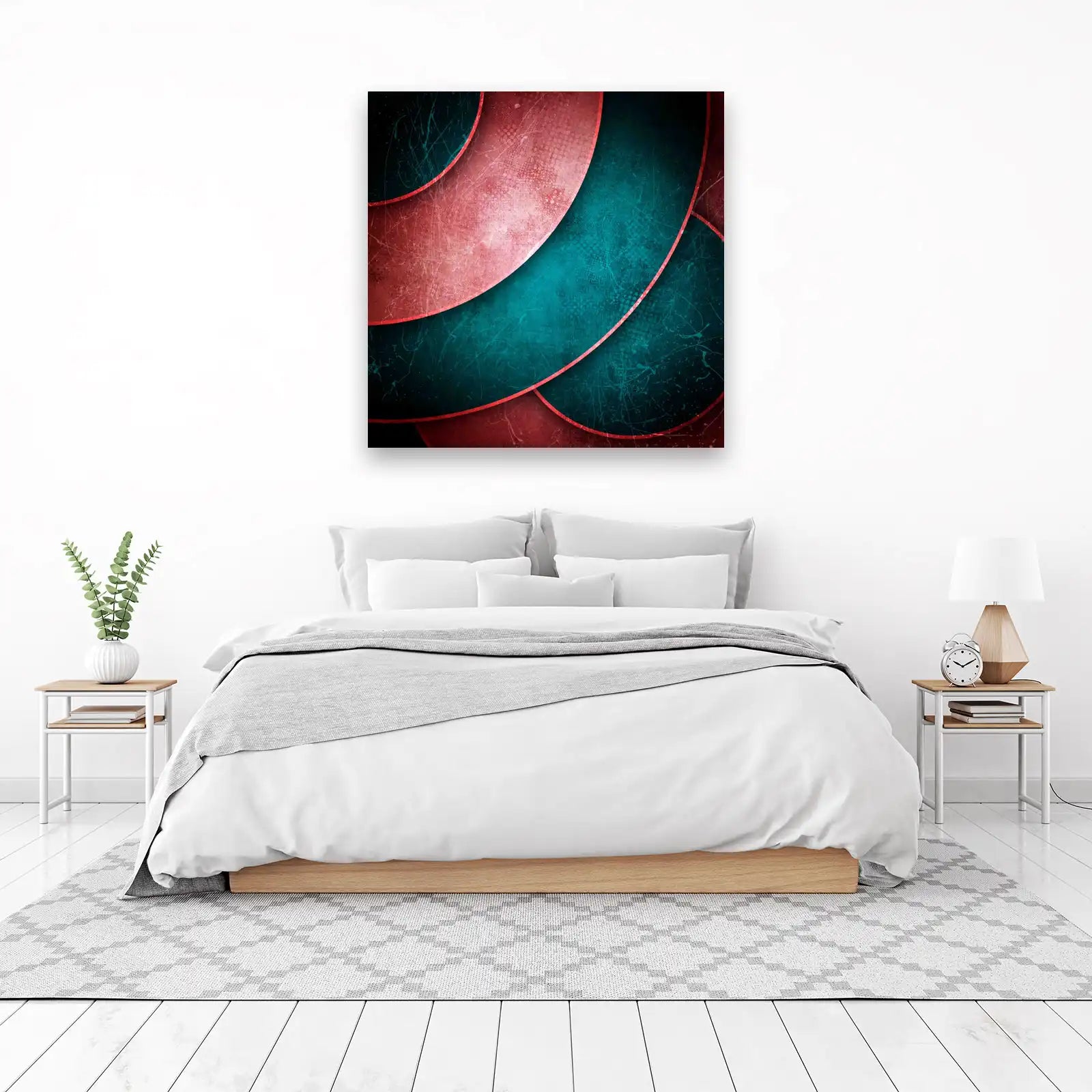 Abstract Teal & Rose Gold Geometric Wall Art