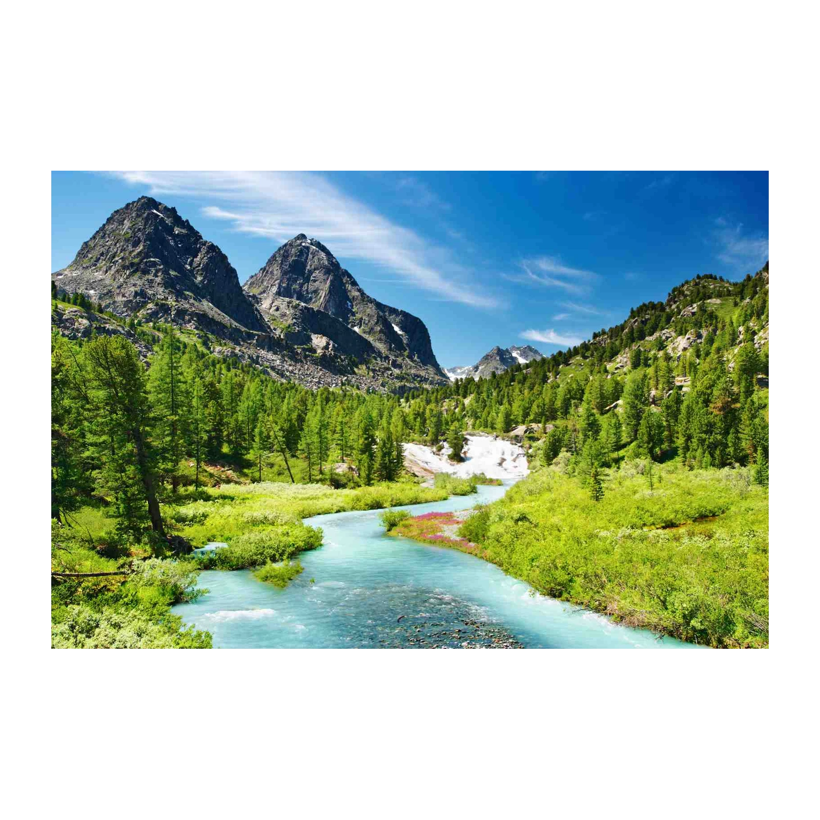 Majestic Mountain River Landscape Wall Art