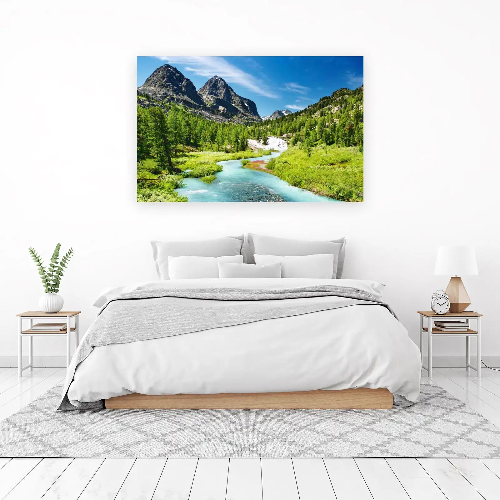 Majestic Mountain River Landscape Wall Art