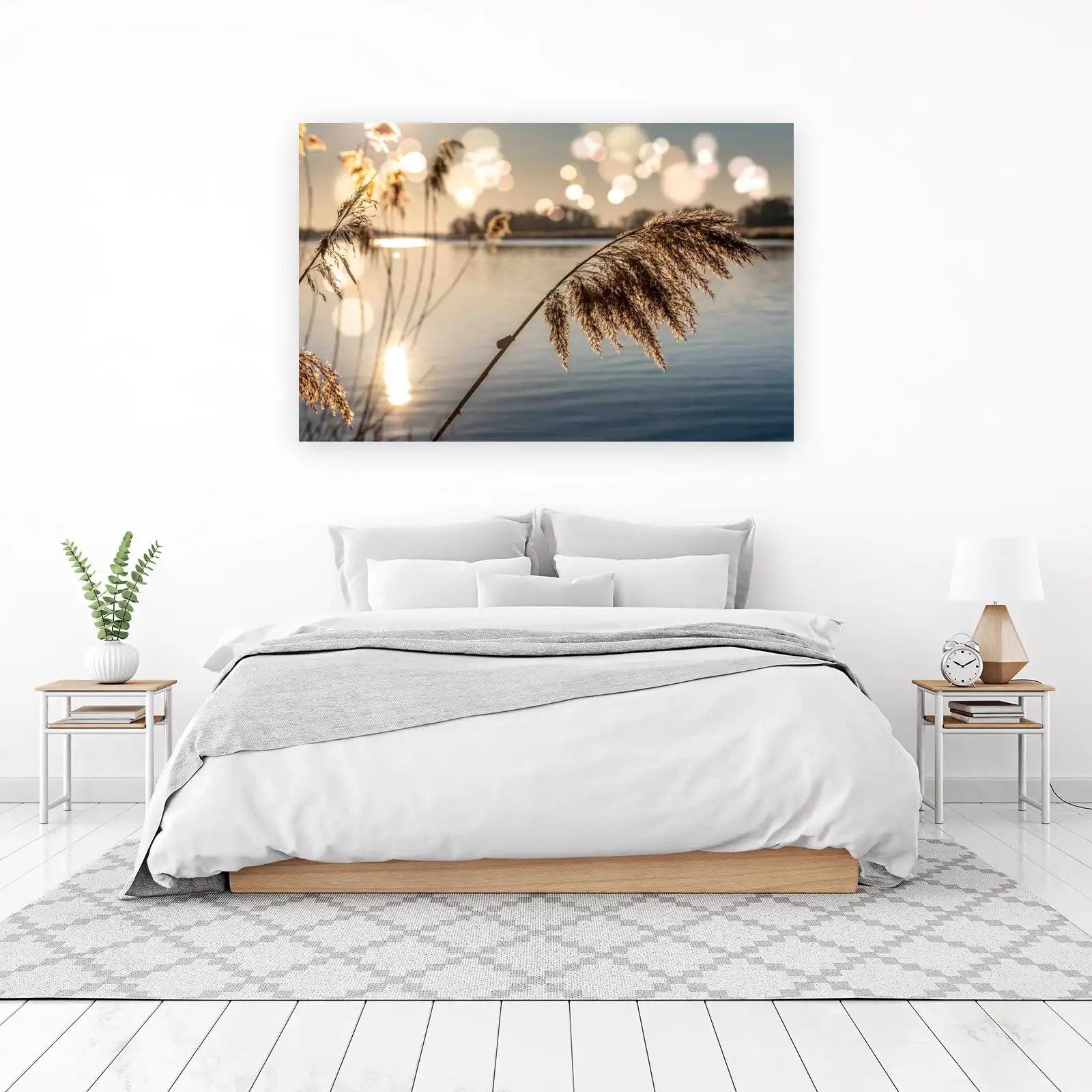 Golden Reeds Bokeh Lake Wall Art