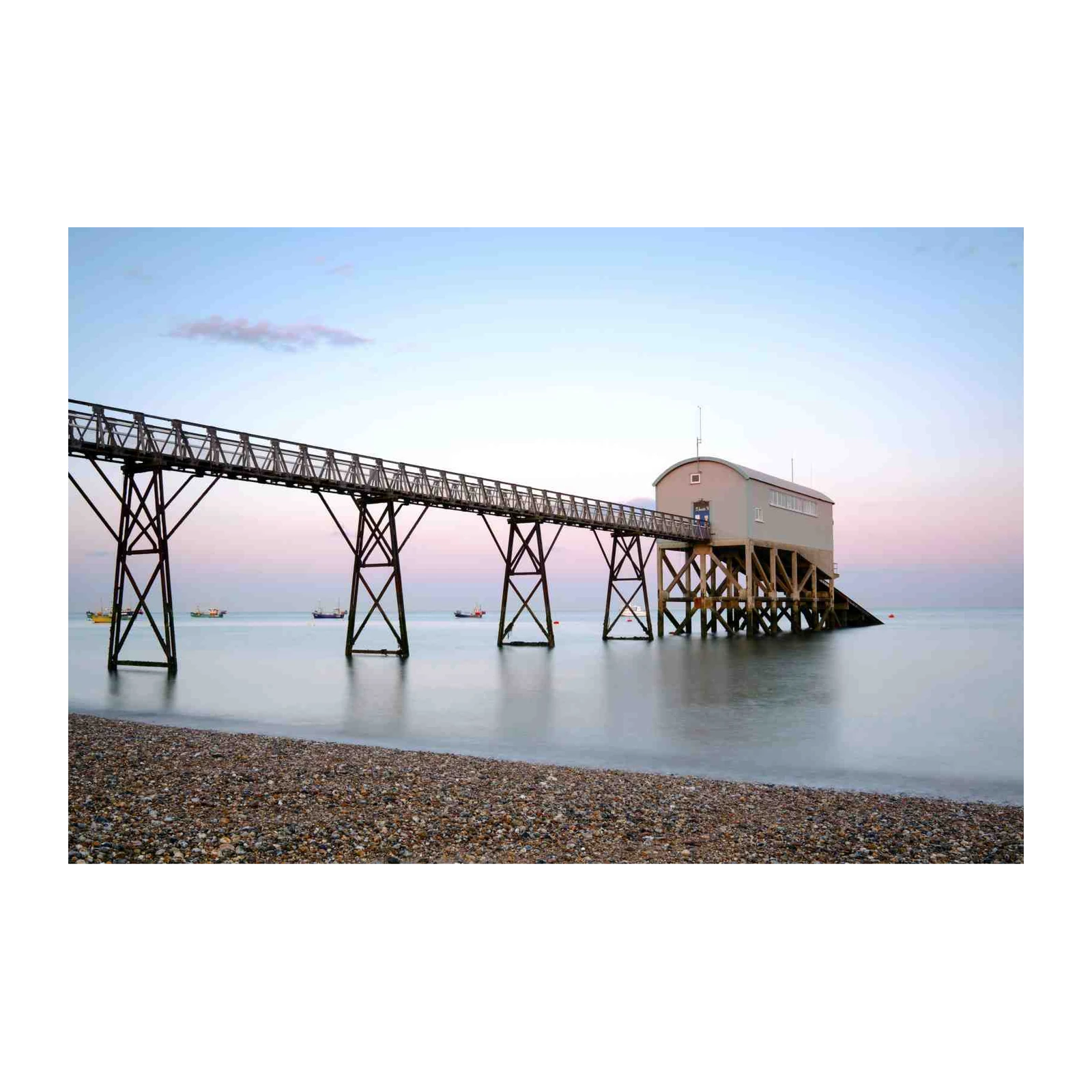 Serene Beach Pier Lifeboat Station Wall Art