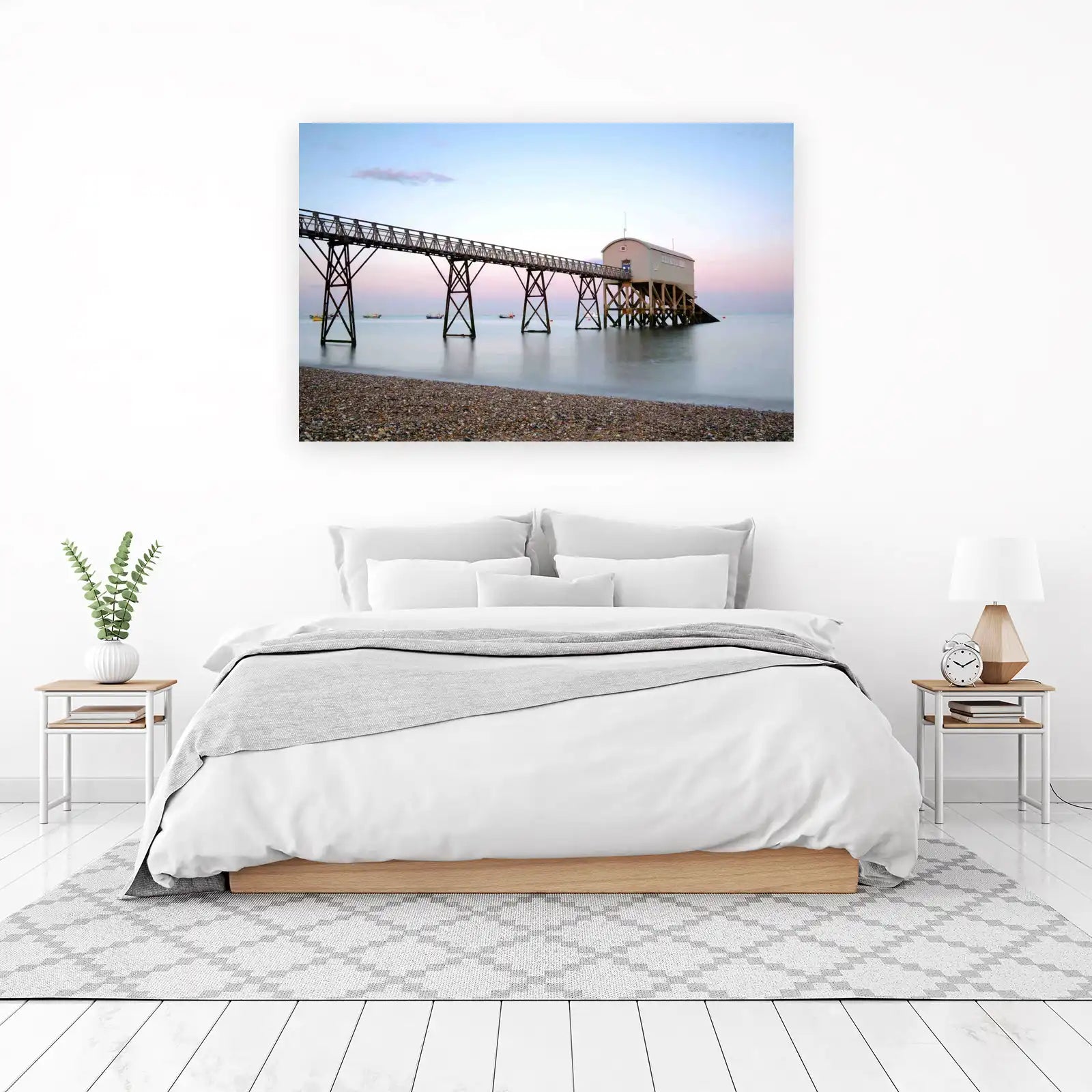 Serene Beach Pier Lifeboat Station Wall Art