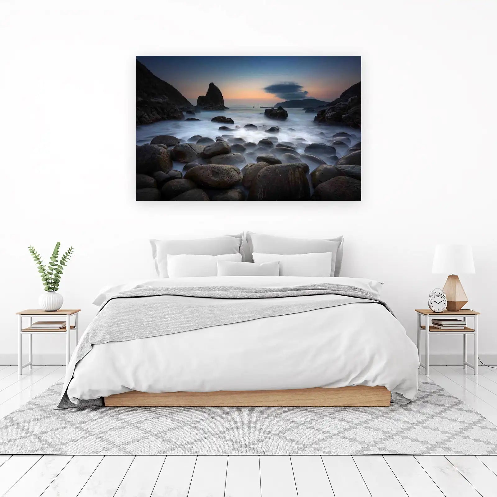 Serene Coastal Rocks at Dusk Wall Art